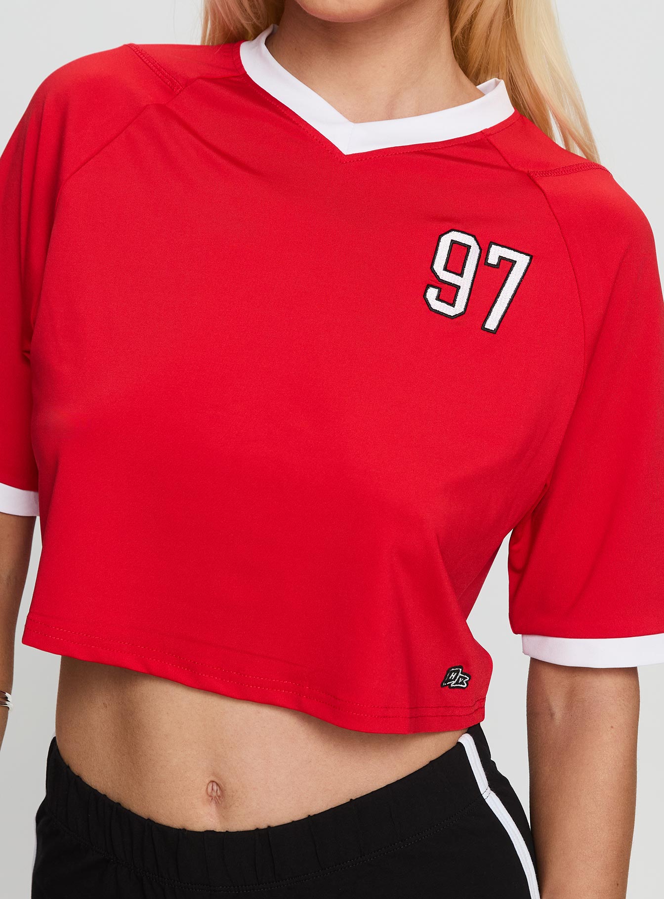 Sdsu Cropped Soccer Jersey Tee Red - Image 6