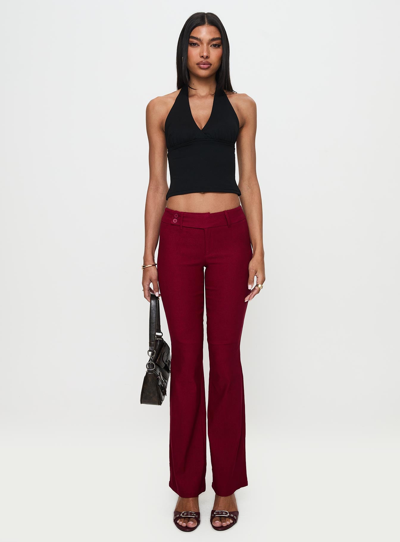 Kinkirk Flared Pants Burgundy - Image 7