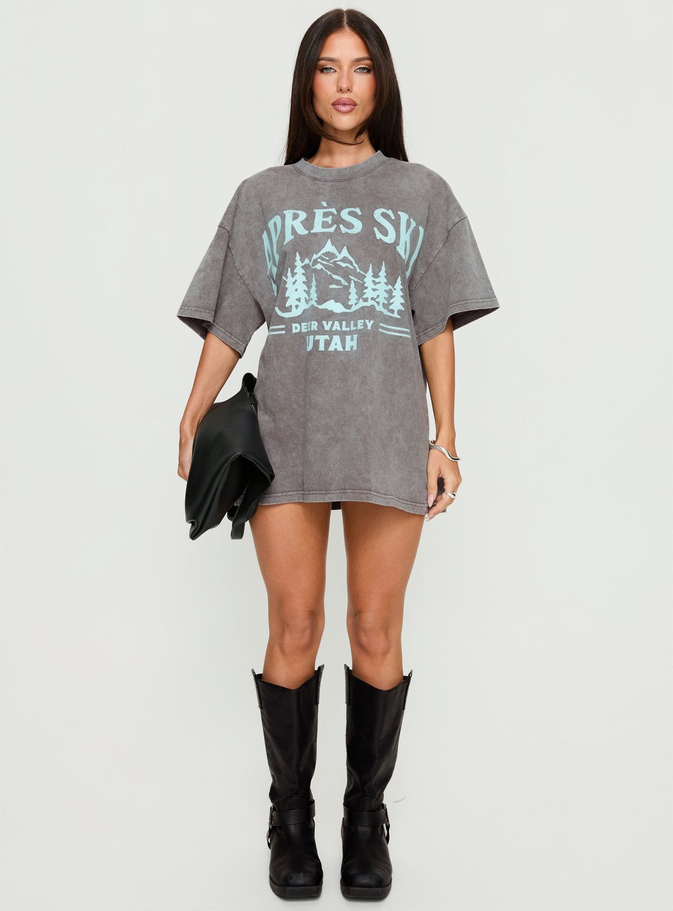 Apres Ski Valley Oversized Graphic Tee Charcoal - Image 6