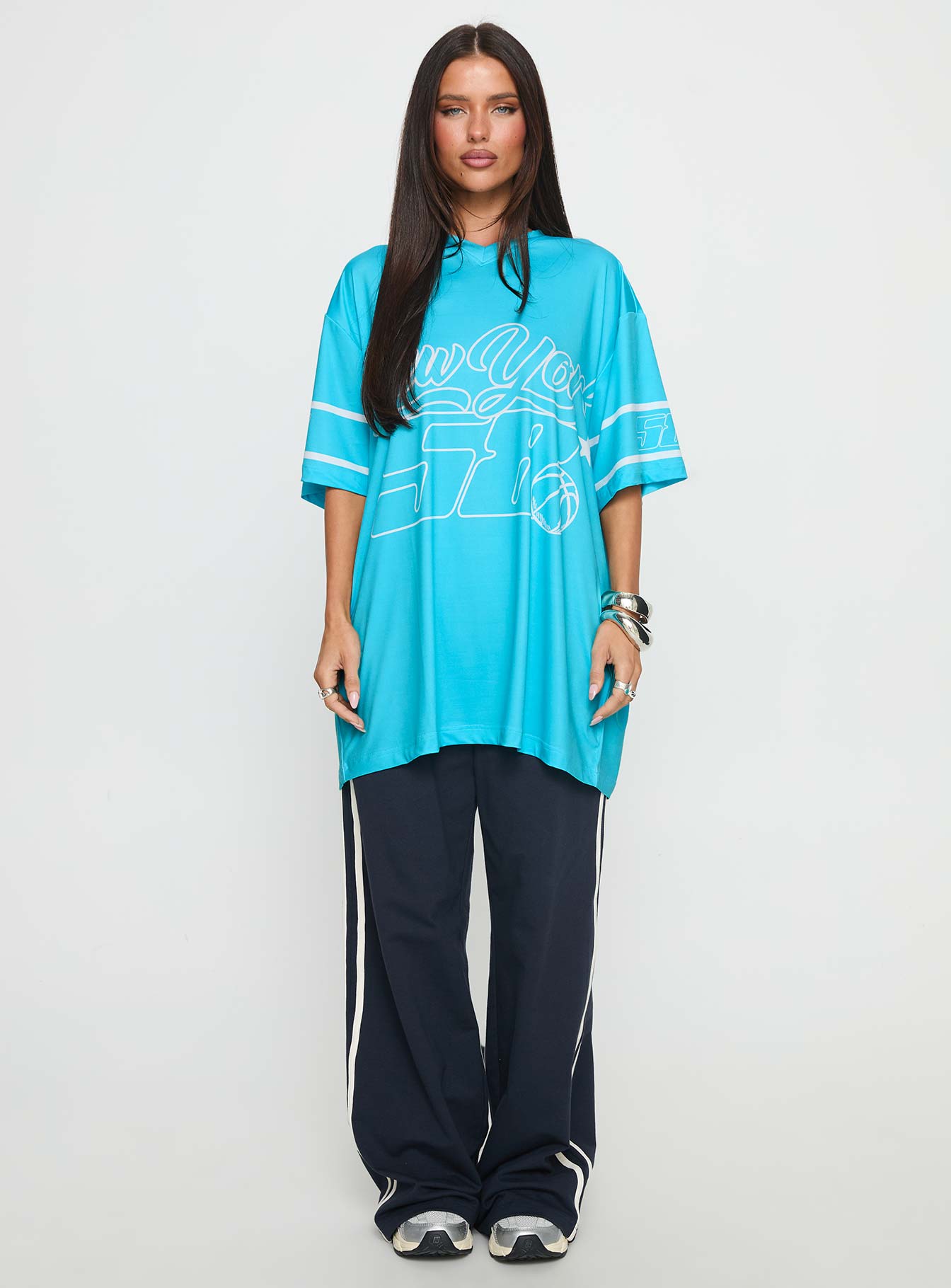 New Yorker 58 Oversized Graphic Jersey Tee Blue - Image 6