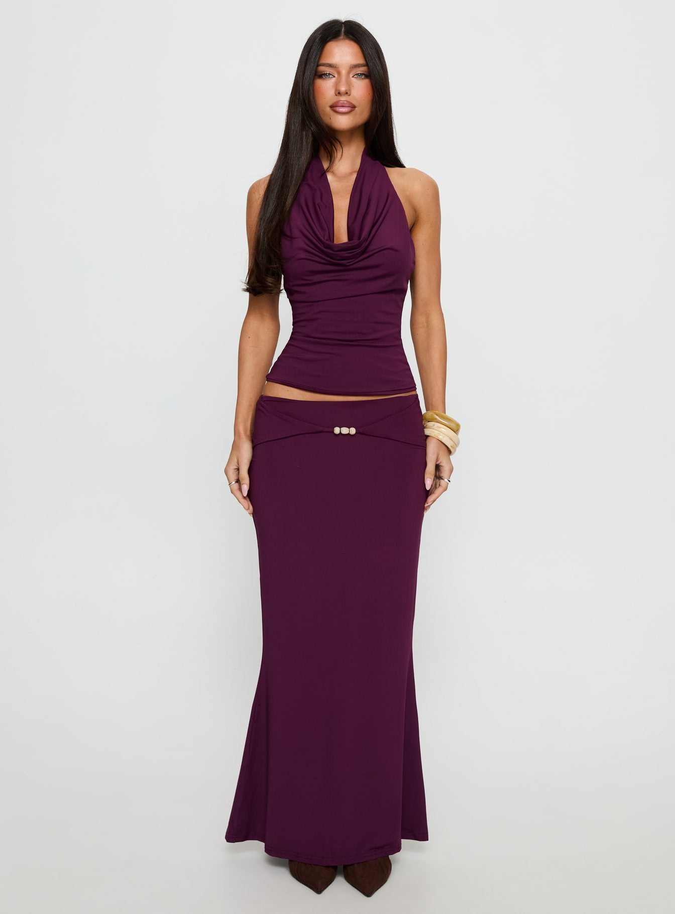 Vanecia Plunge Neck Halter Top Purple - Image 7