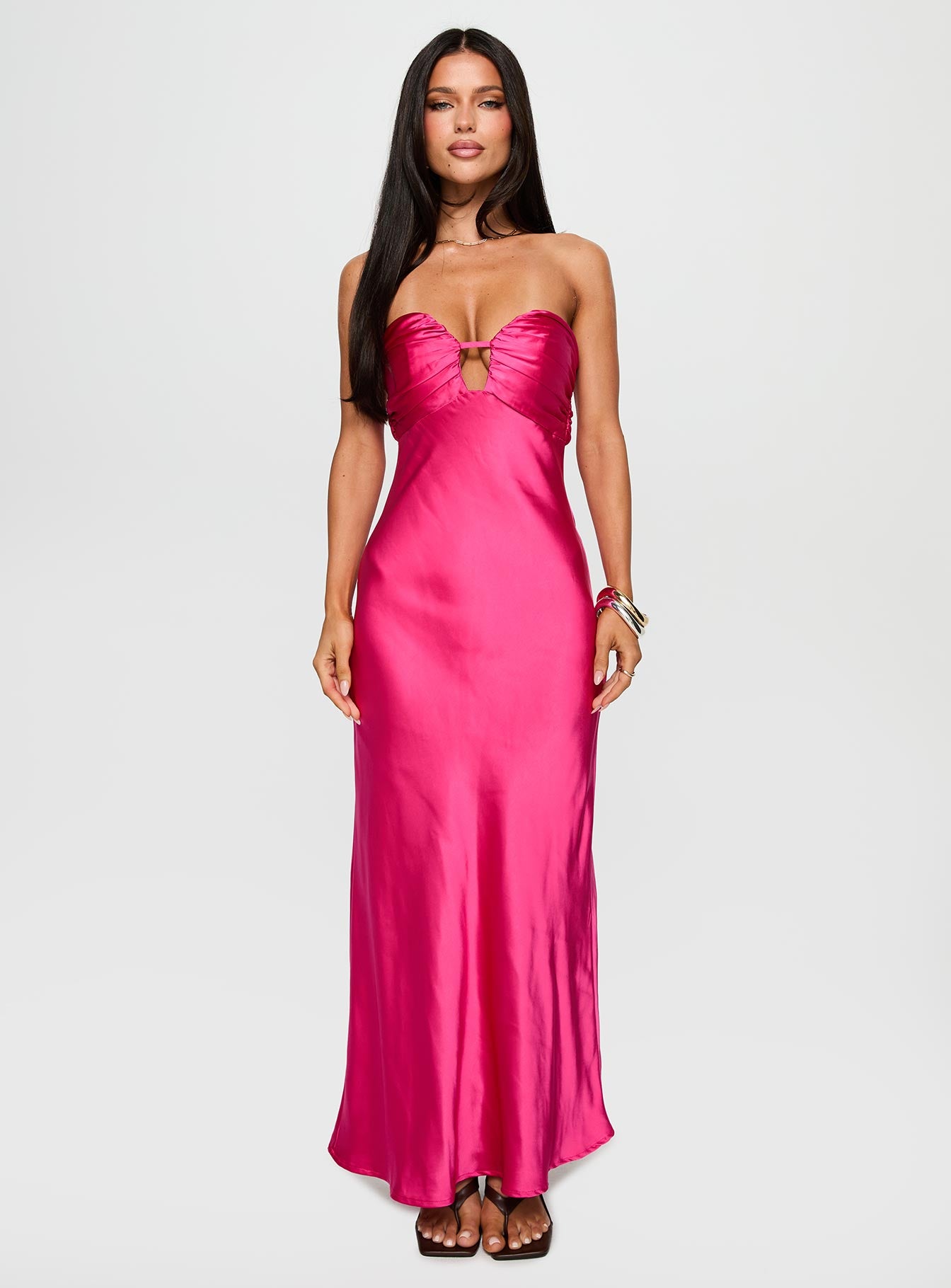 Cyprian Strapless Maxi Dress Hot Pink - Image 6