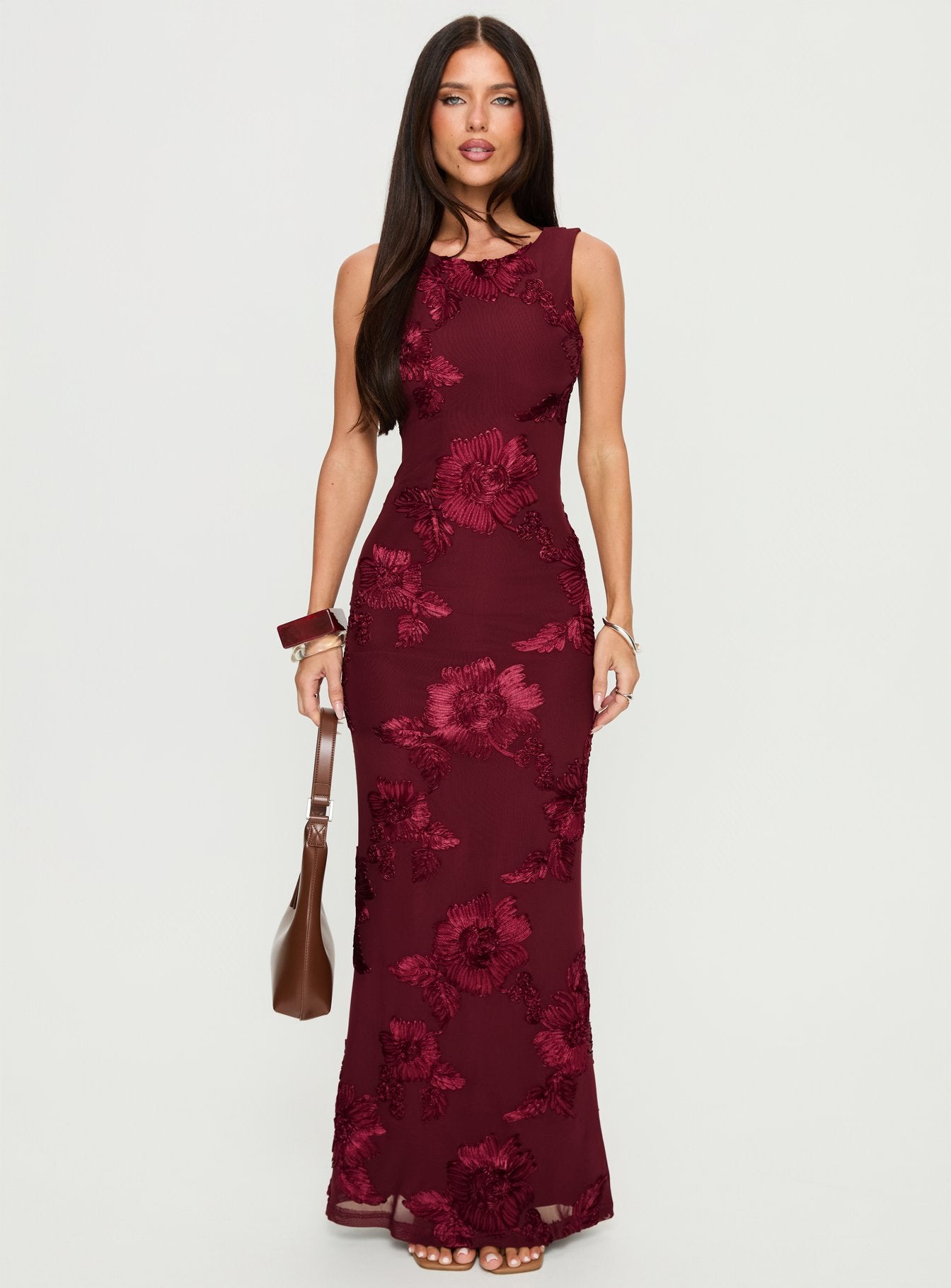Fionna Floral Maxi Dress Burgundy - Image 7