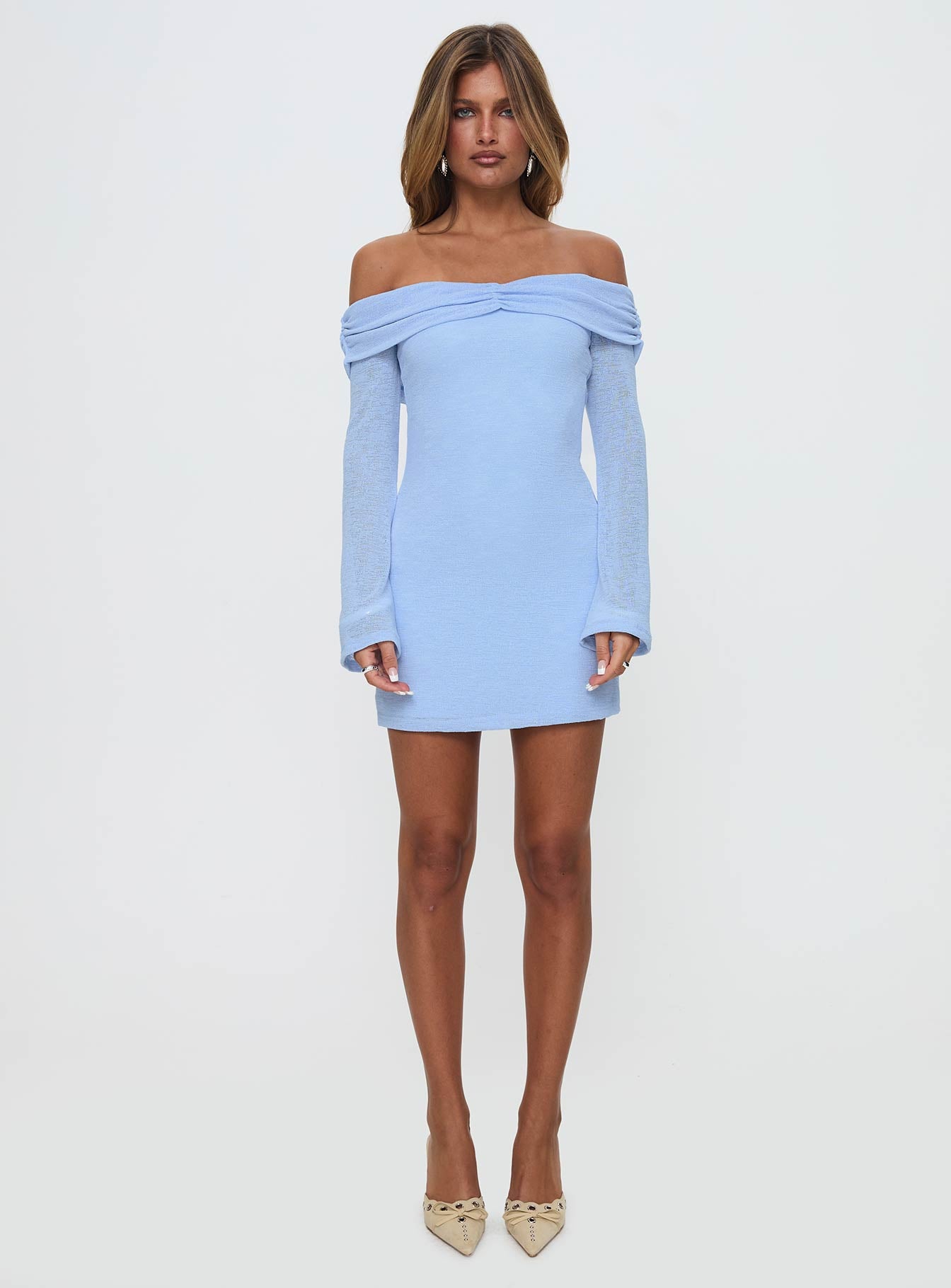 Stellaire Long Sleeve Mini Dress Blue - Image 6