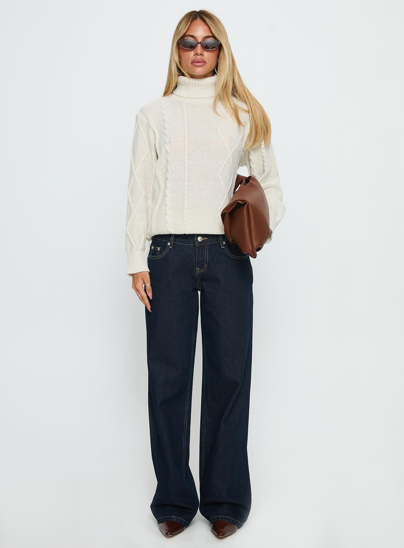 Tarynne Cable Knit Turtle Neck Sweater Beige - Image 7