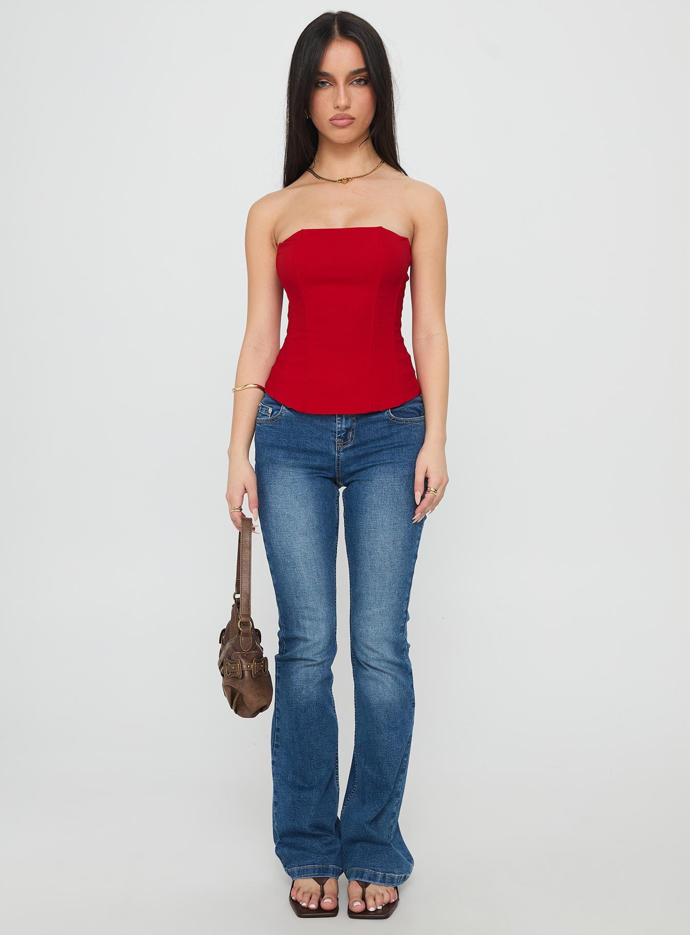 Kaetlyn Strapless Corset Top Red - Image 7