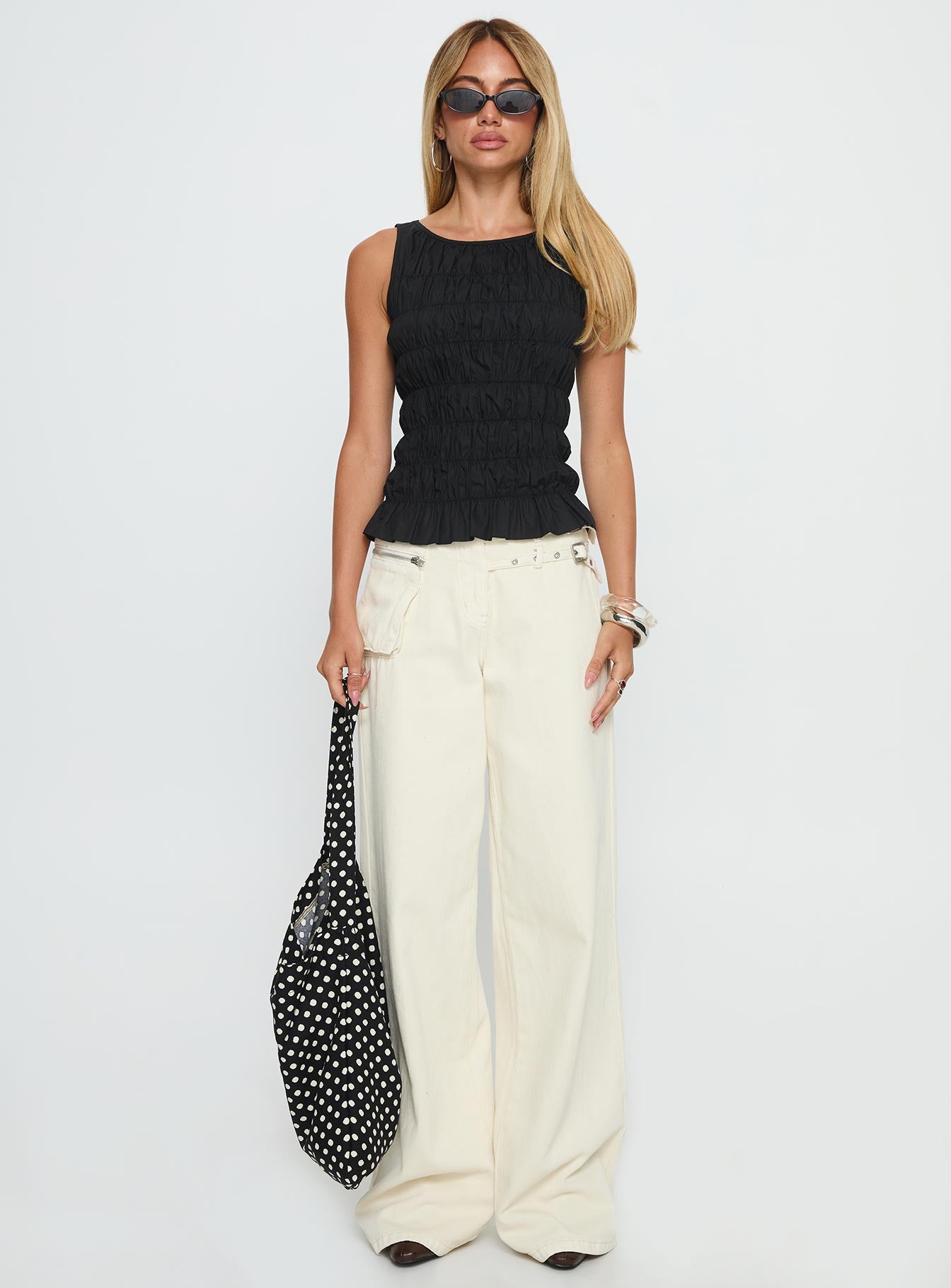 Marleene Shirred Top Black - Image 6