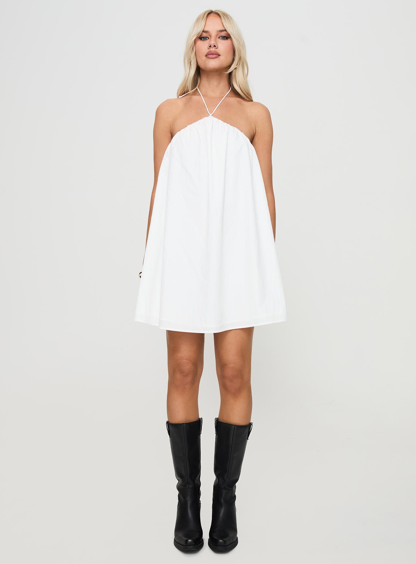 Peaco Halter Mini Dress White - Image 7