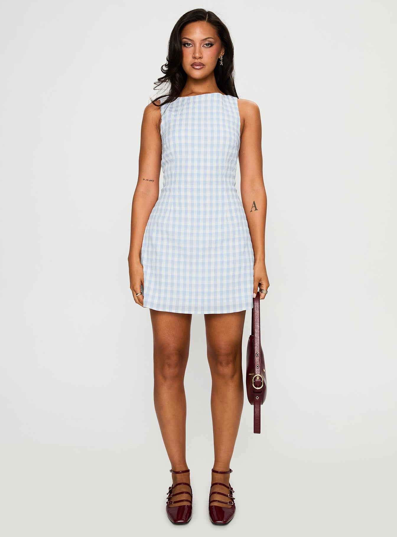 Alfalfa Mini Dress Blue Check - Image 7