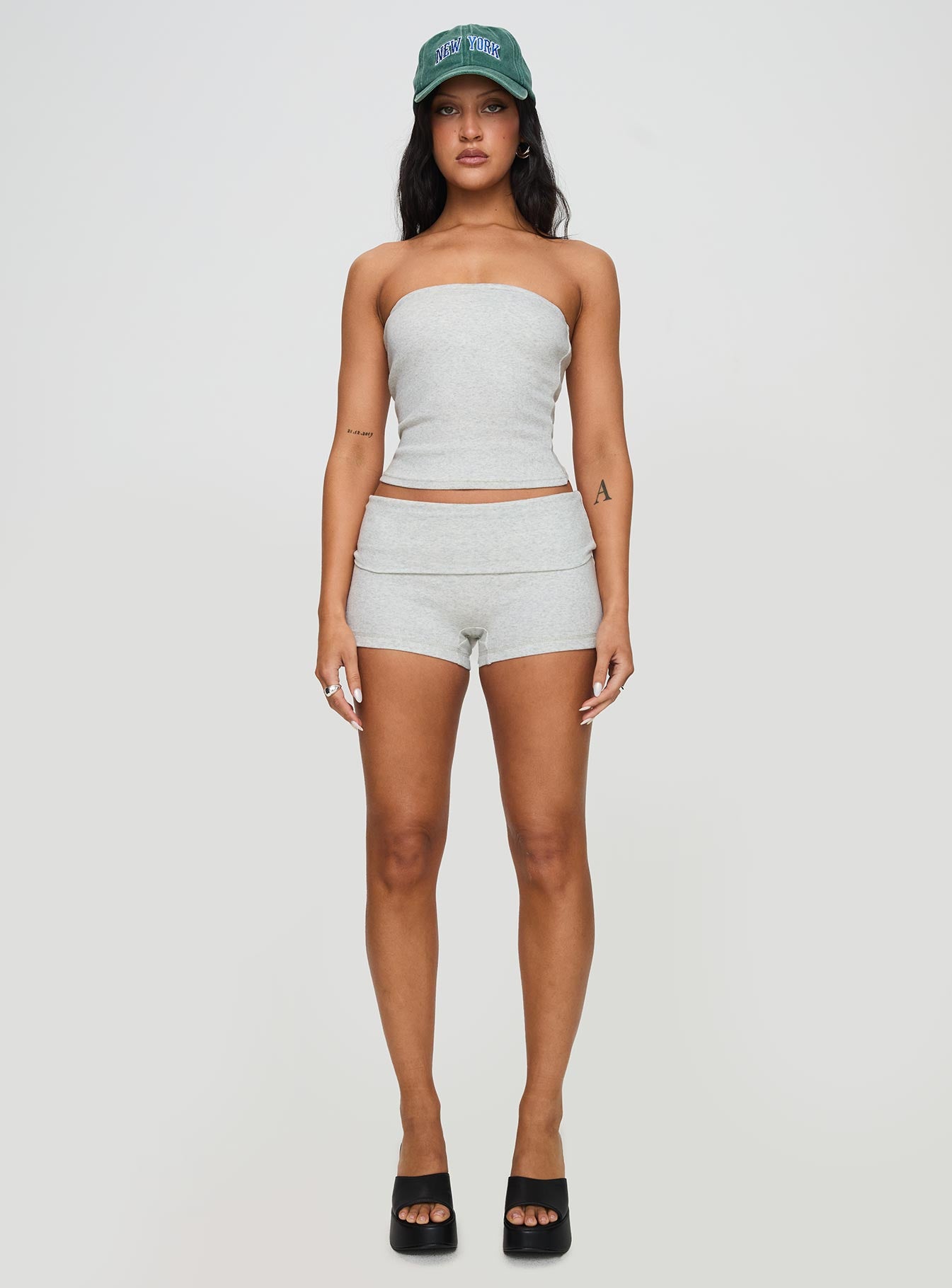 Baseline Strapless Rib Top Grey - Image 7