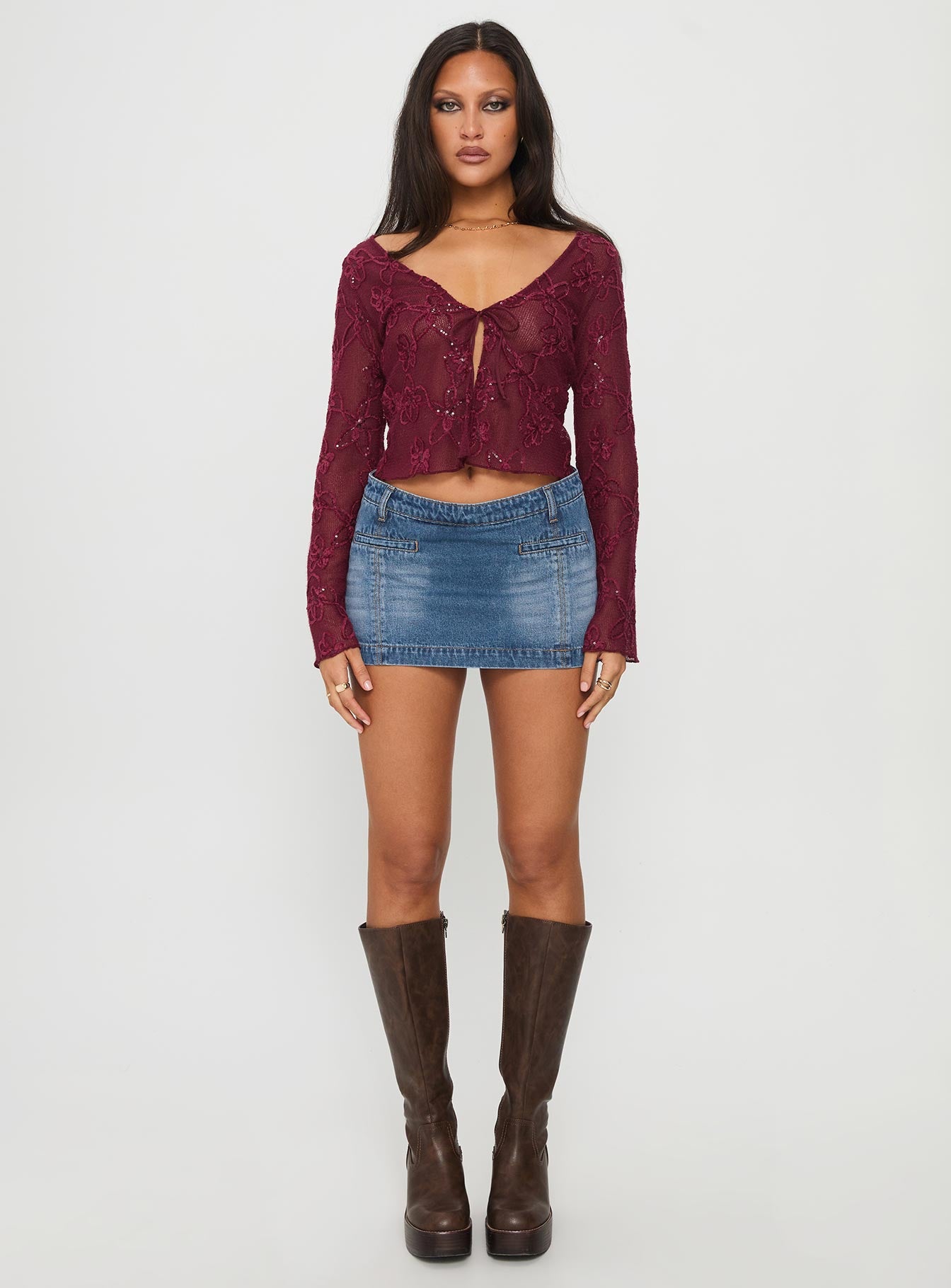 Darbi Denim Mini Skort Mid Blue - Image 7