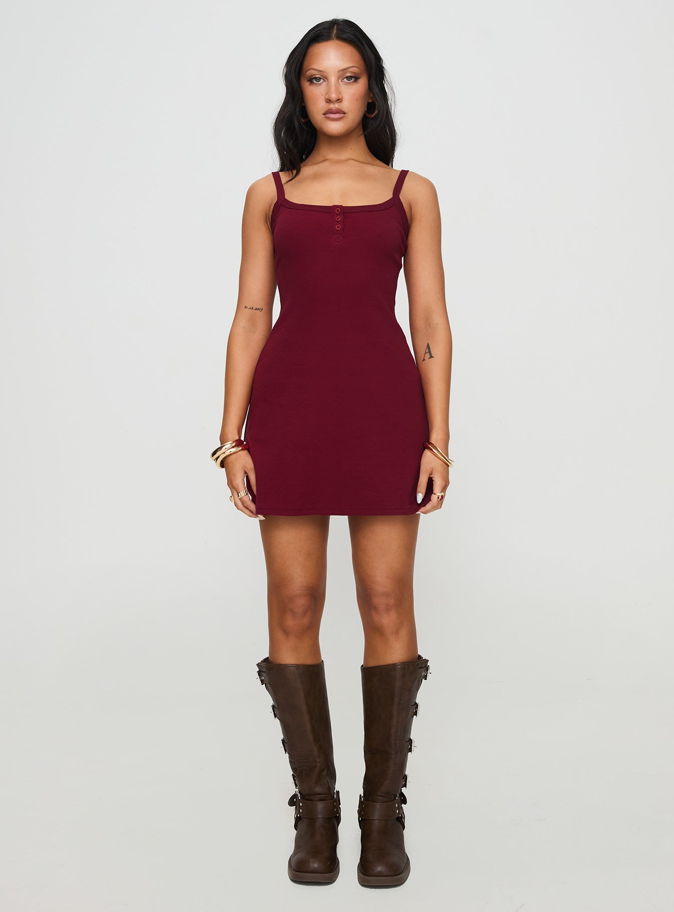 Baseline Rib Mini Dress Red - Image 7