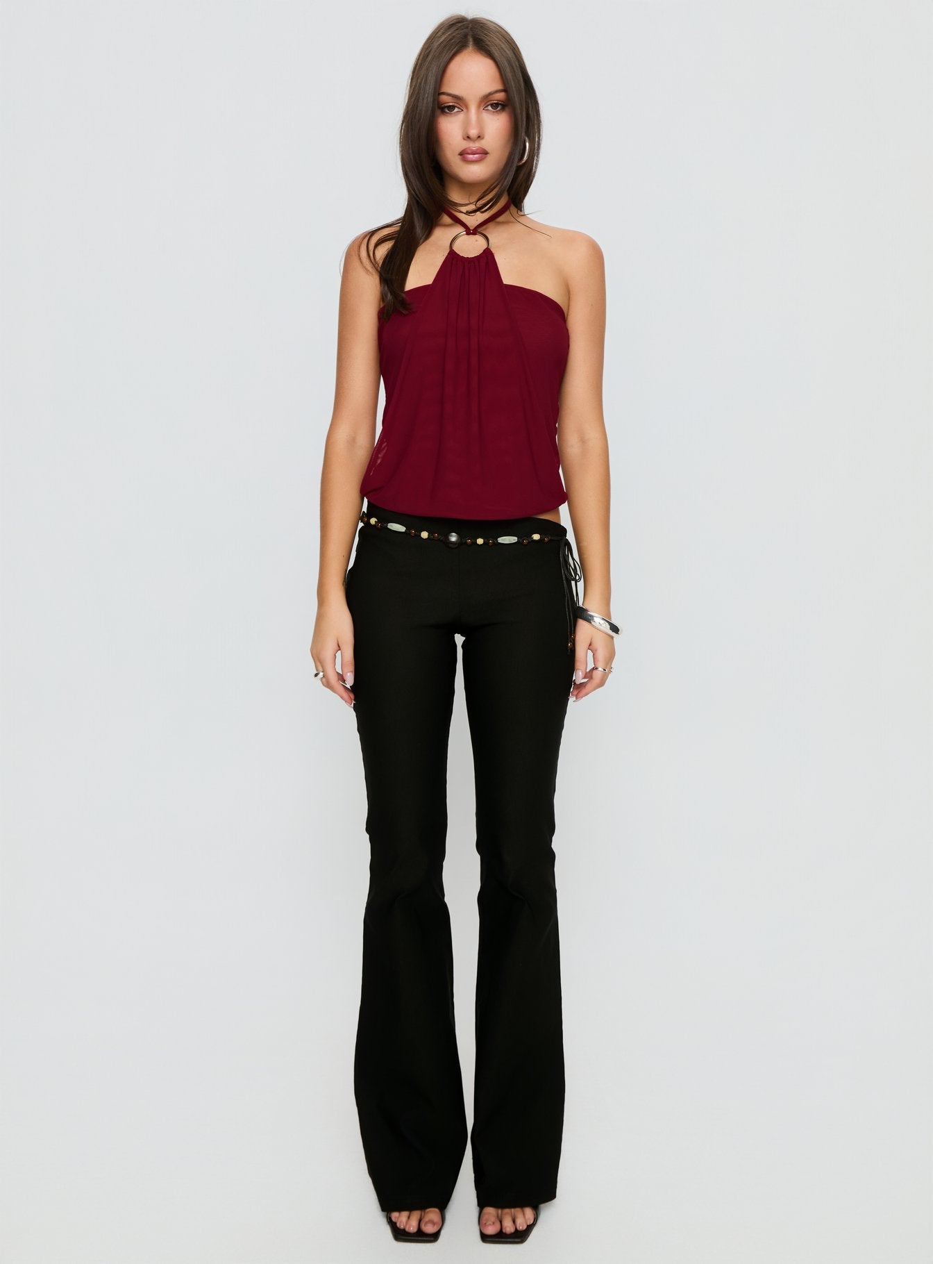 Hedlea Draped Ring Detail Top Wine - Image 7
