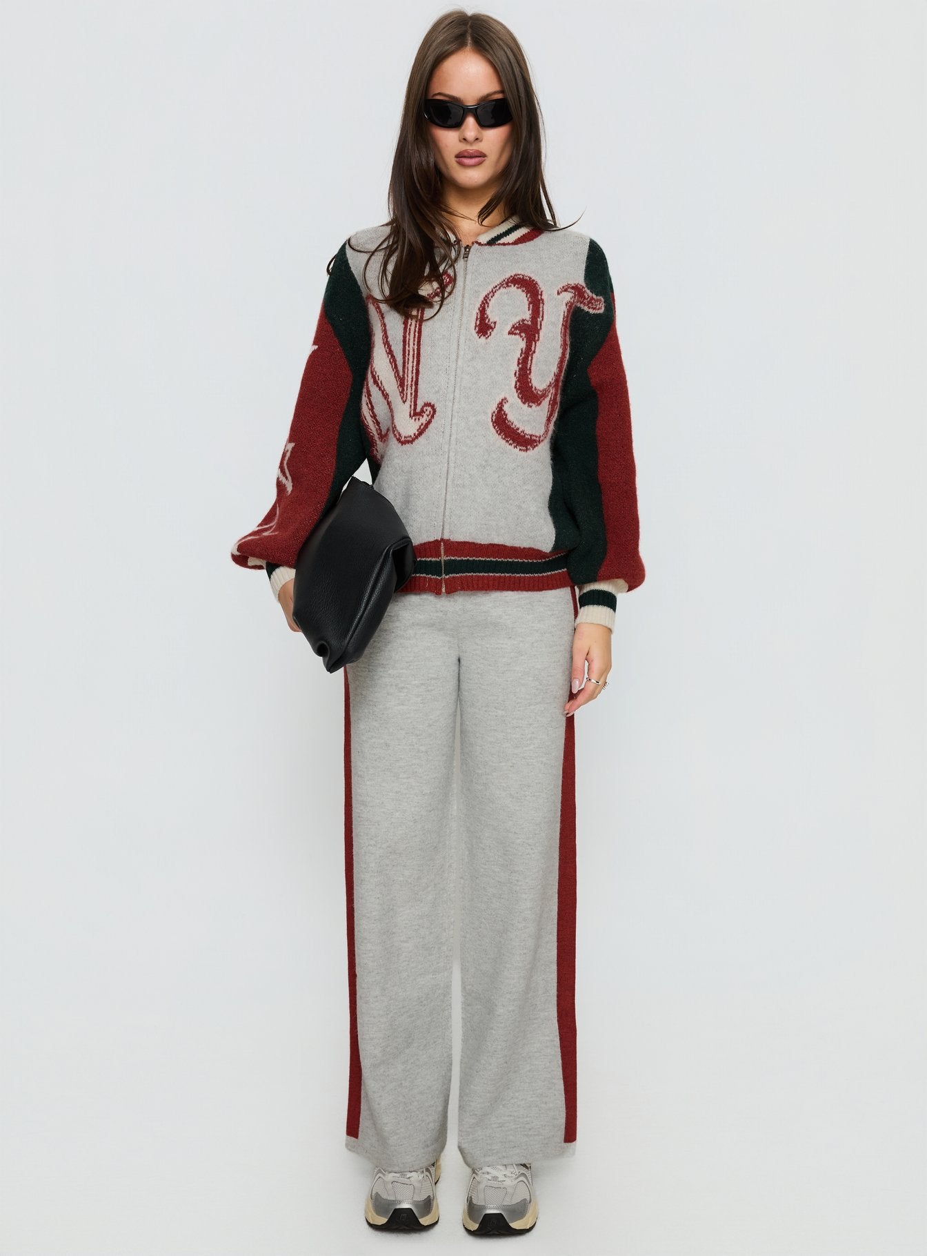 Brandyce Straight Leg Knit Pants Grey Red - Image 6