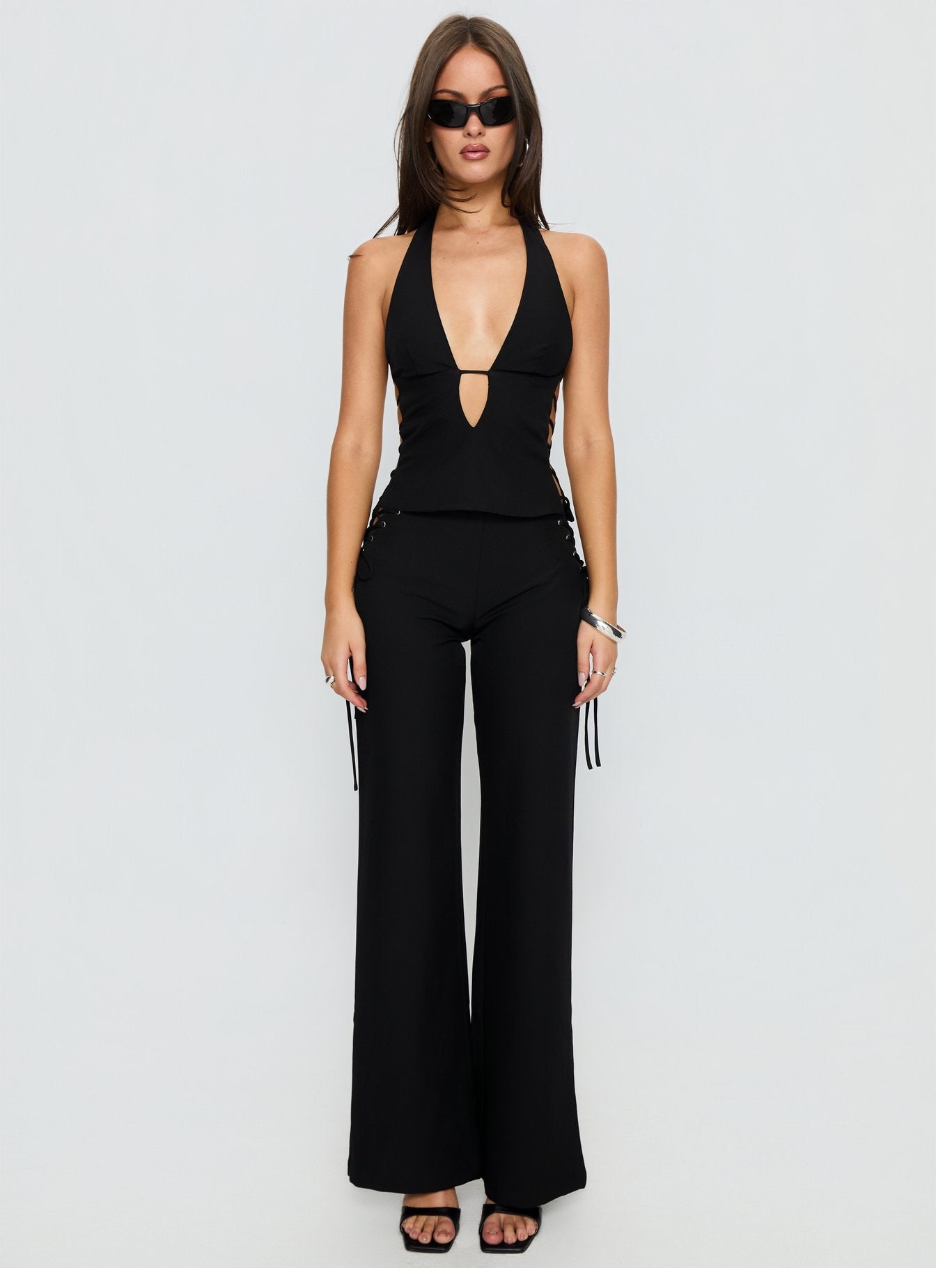 Riane Lace Up Pants Black - Image 7