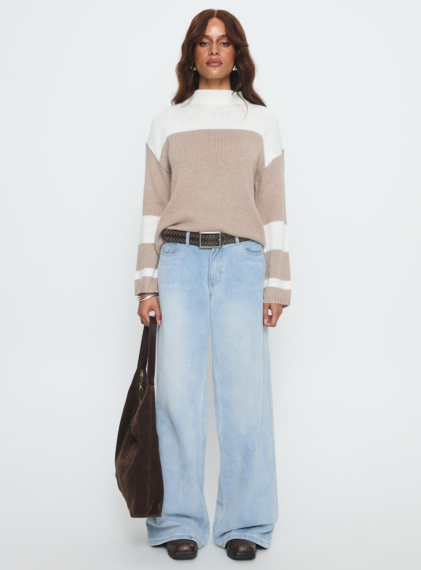 Brandalyn Contrast Mock Neck Knit Sweater Multi - Image 6