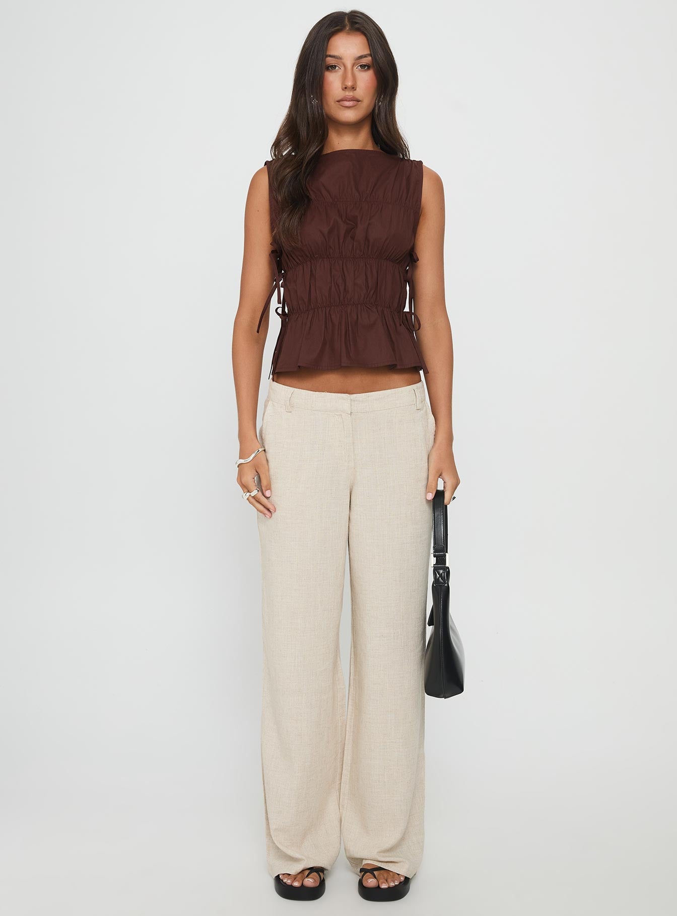 Endless Summers Tie Side Top Chocolate - Image 6