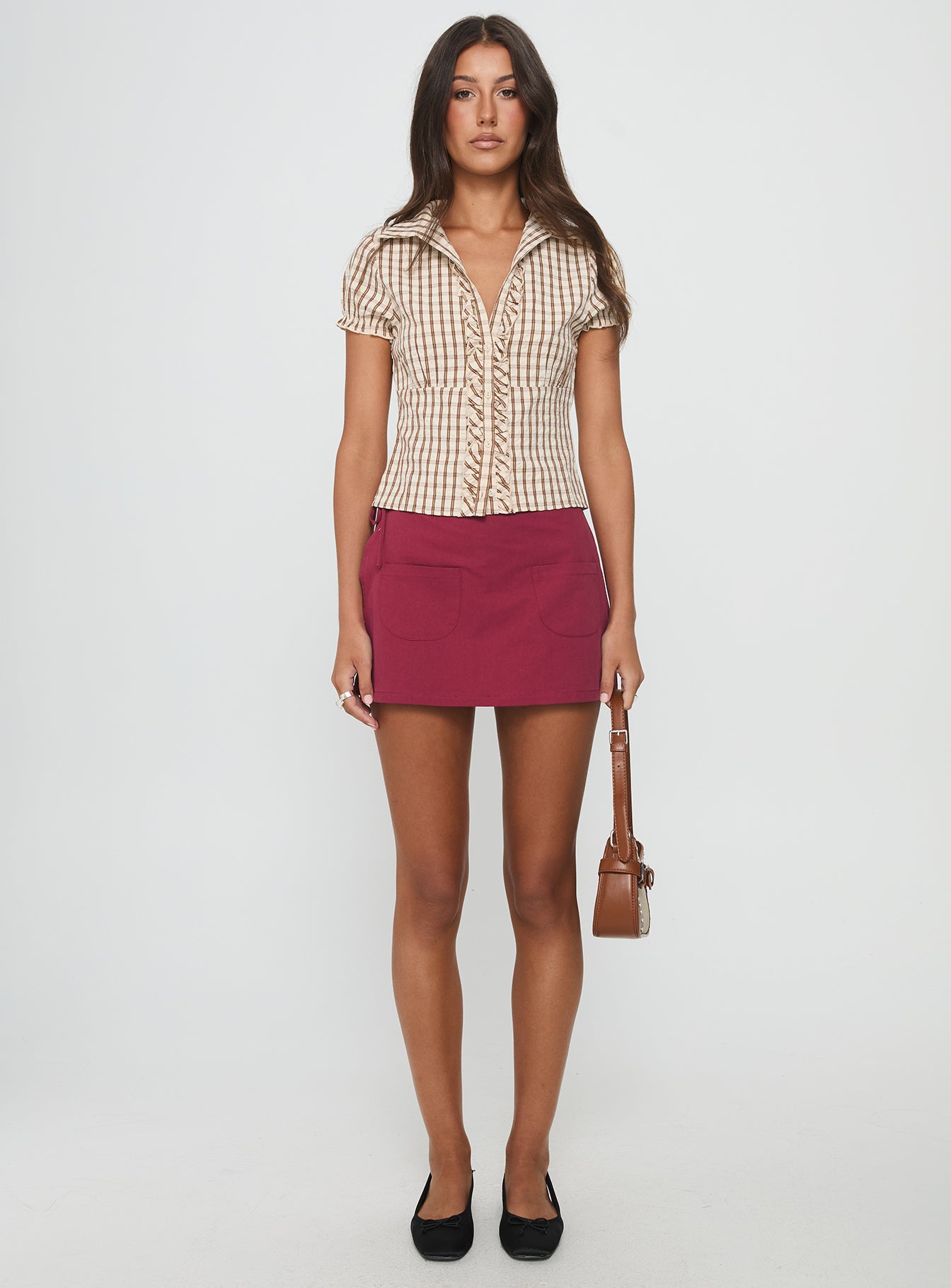 Arla Blouse Brown Check - Image 7