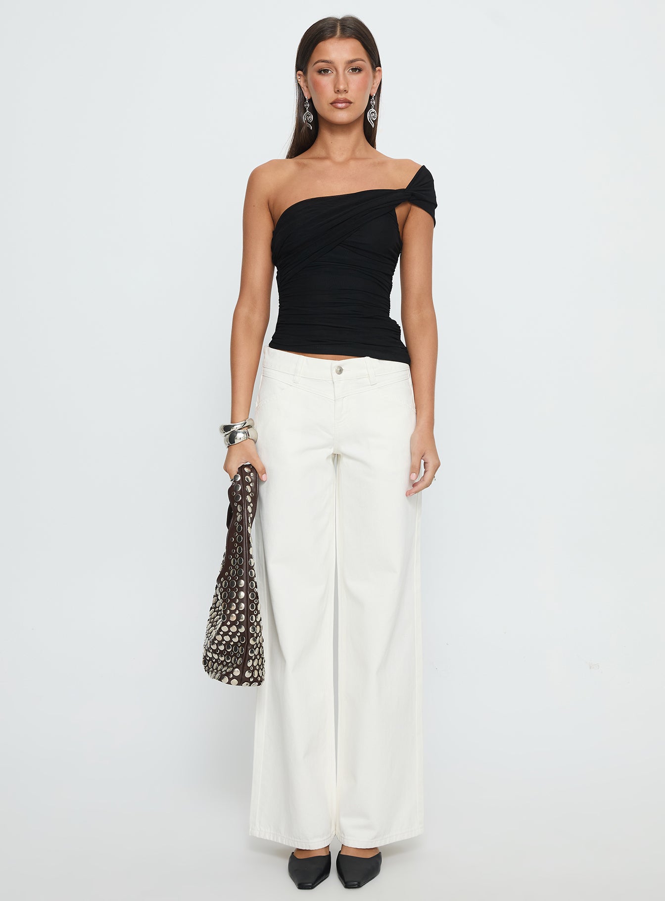 Catiana Low Rise Wide Leg Jeans White - Image 7