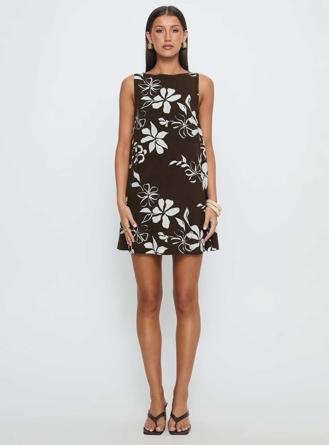 We Could Go Mini Dress Brown Floral - Image 7