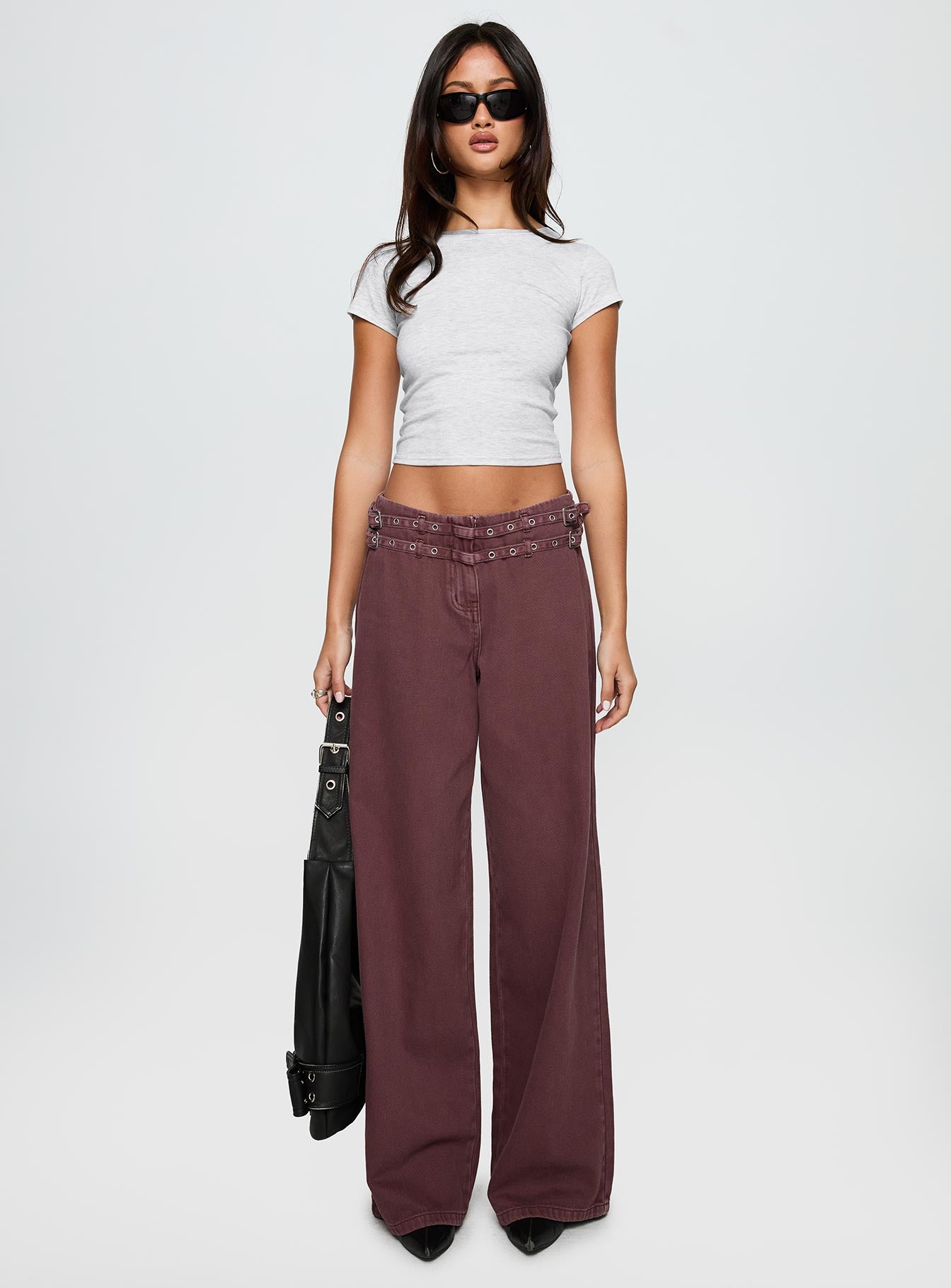 Baccarat Mid Rise Wide Leg Belted Pant Chocolate - Image 8