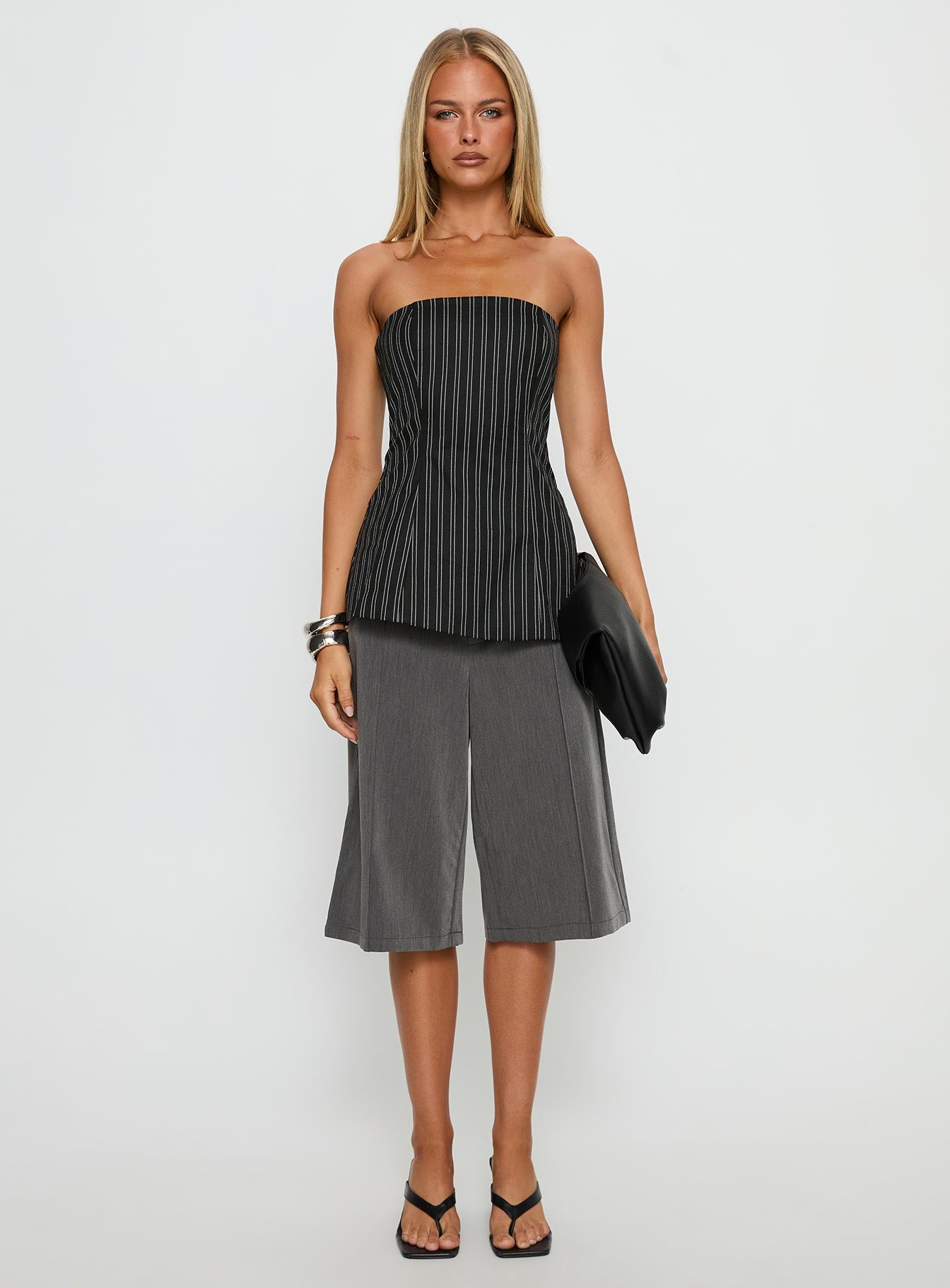 Maralyn Strapless Top Black Pinstripe - Image 7