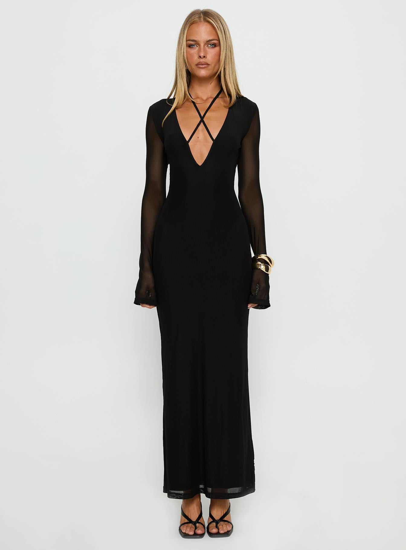 Ariadna Cut Out Long Sleeve Maxi Dress Black - Image 7