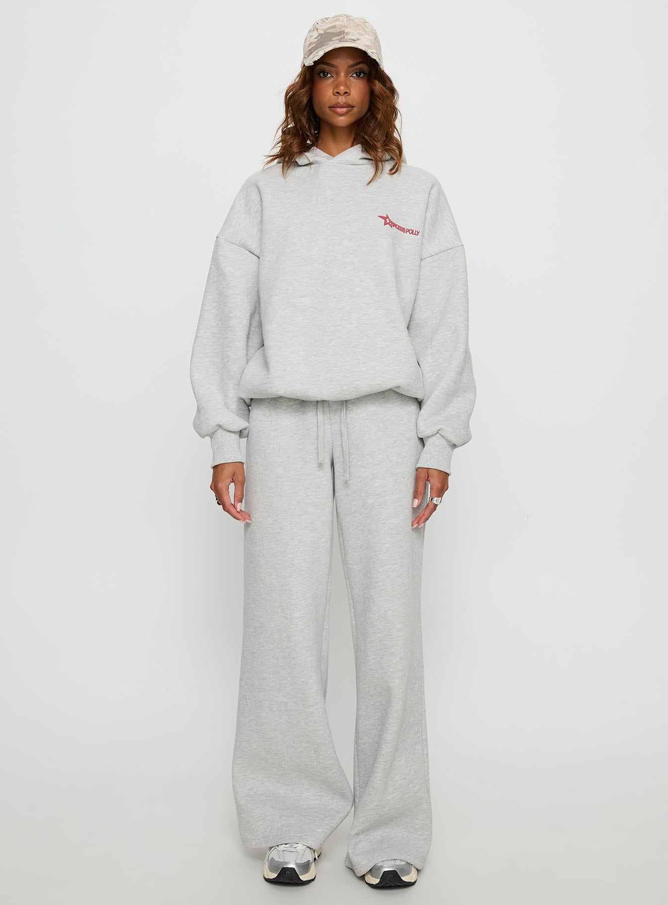 Princess Polly Stargirl Wide Leg Sweat Pants Grey Marle - Image 7