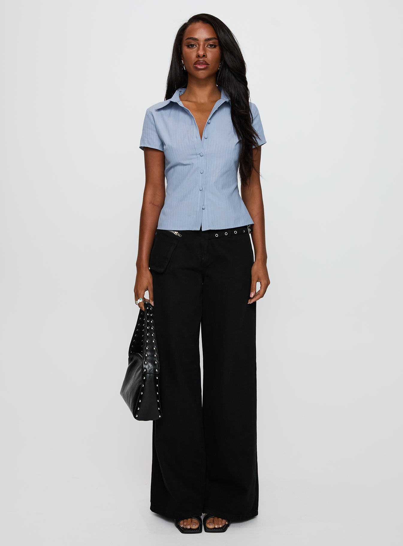 Lift Off Button Up Top Blue - Image 7