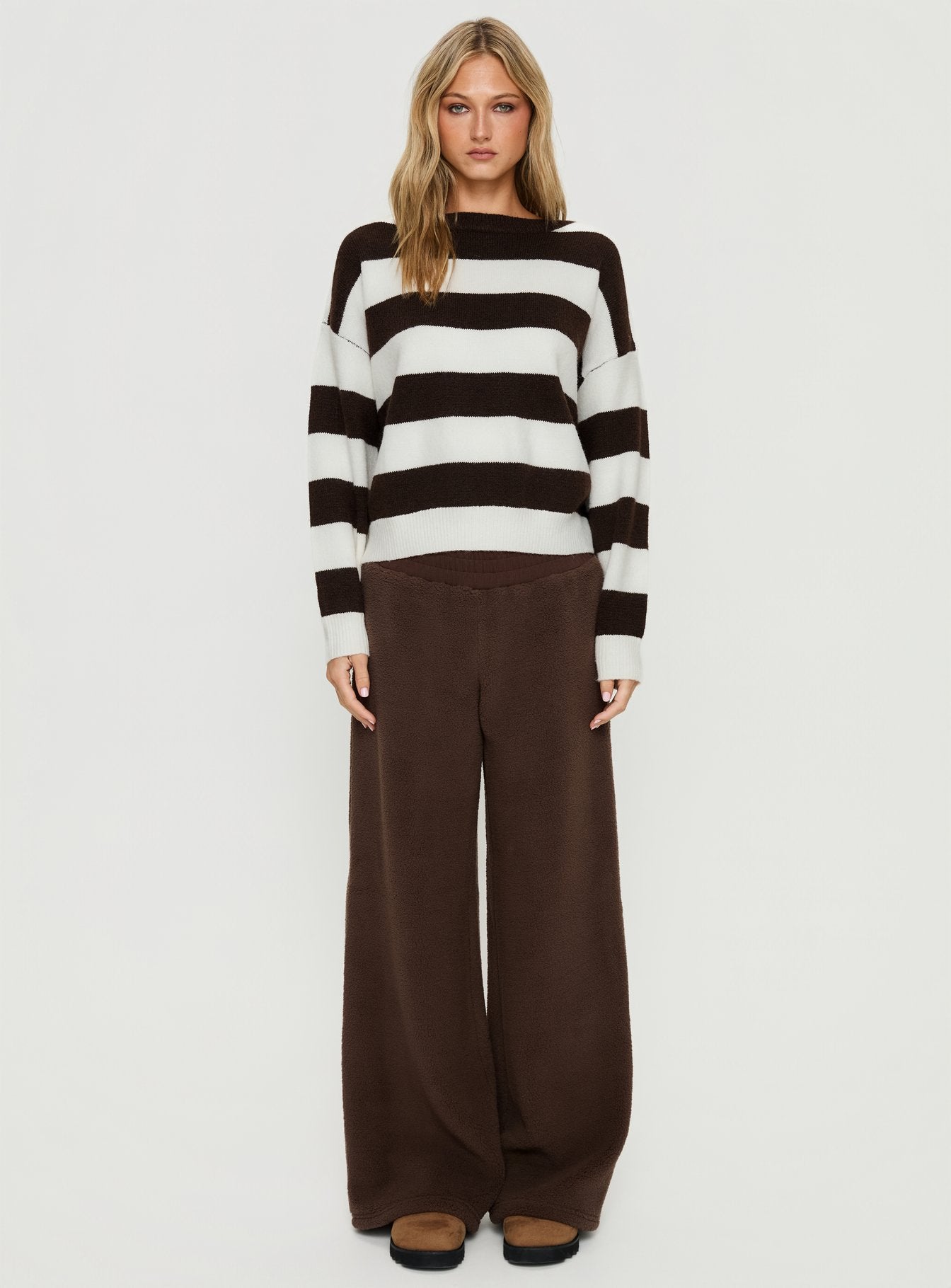 Corlie Crew Neck Knit Sweater Brown Stripe - Image 6