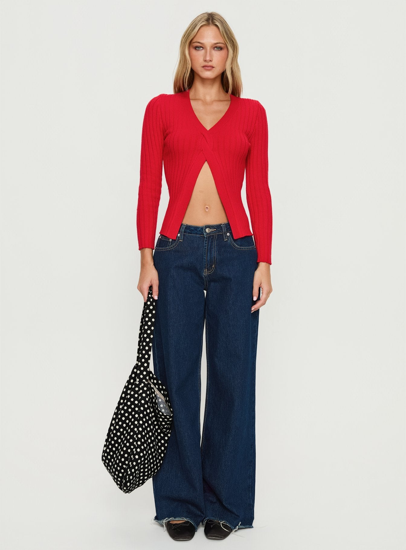 Donya Twist Detail Long Sleeve Top Red - Image 6