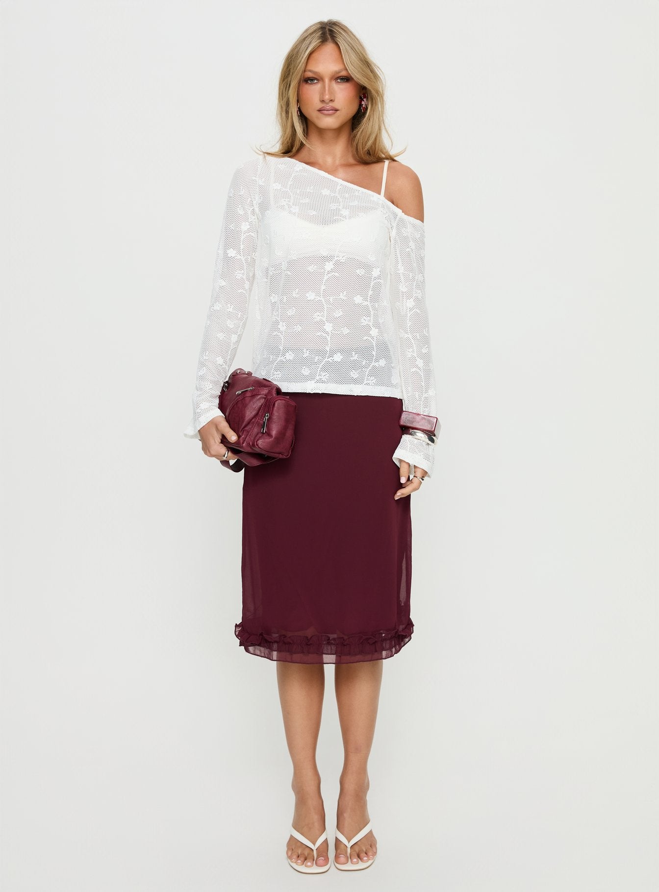 Rosette Frill Midi Skirt Currant - Image 7