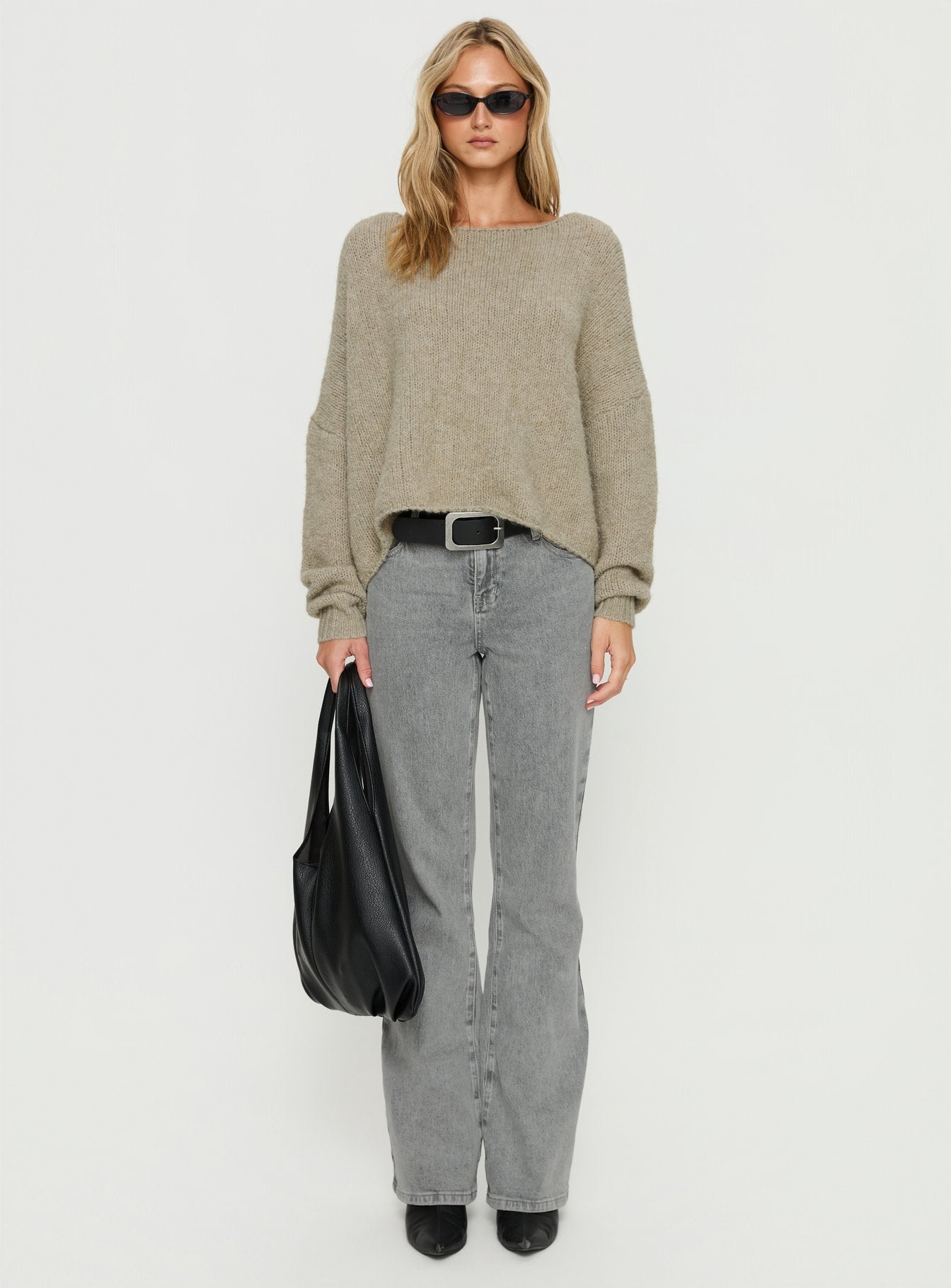 Ramy Wide Neck Knit Sweater Olive - Image 7