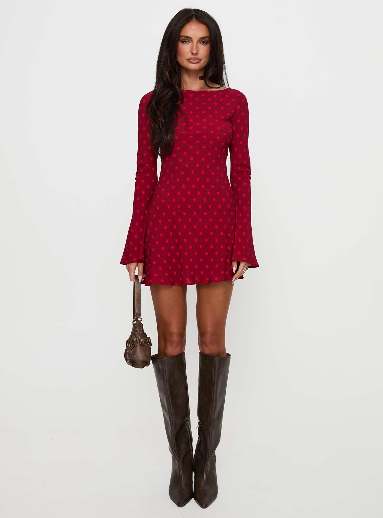 Good Graces Long Sleeve Mini Dress Red Dot - Image 7