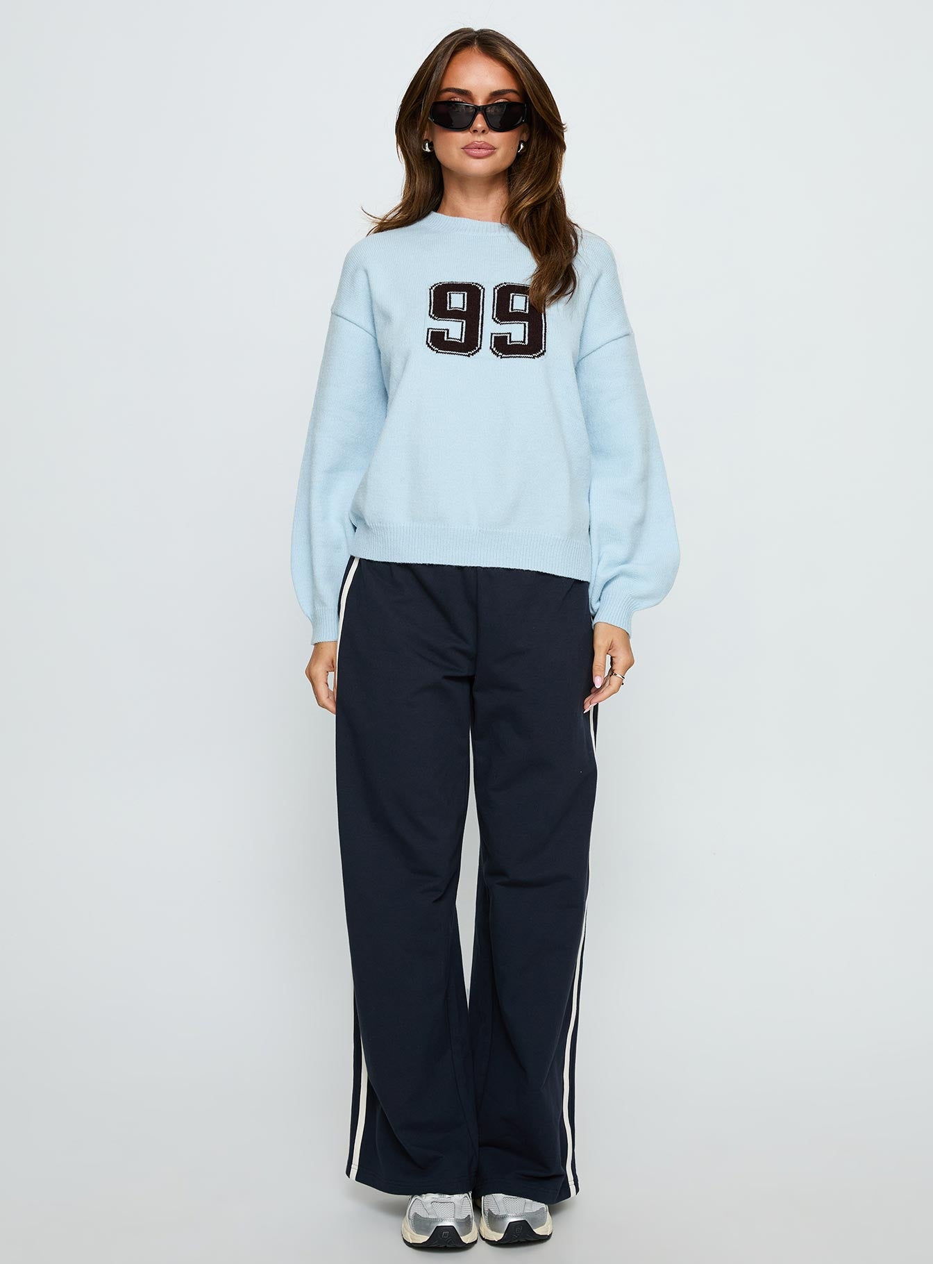 Ranee Graphic Knit Sweater Blue - Image 6