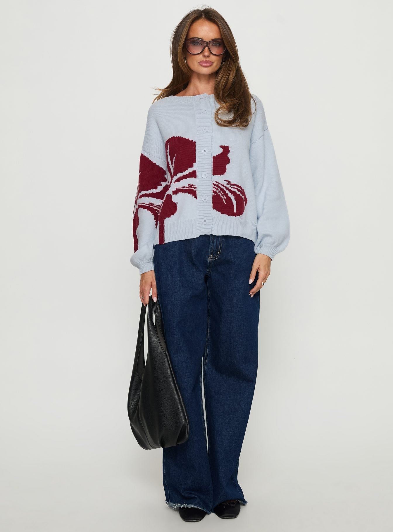 Jalenn Floral Knit Cardigan Blue Red - Image 7