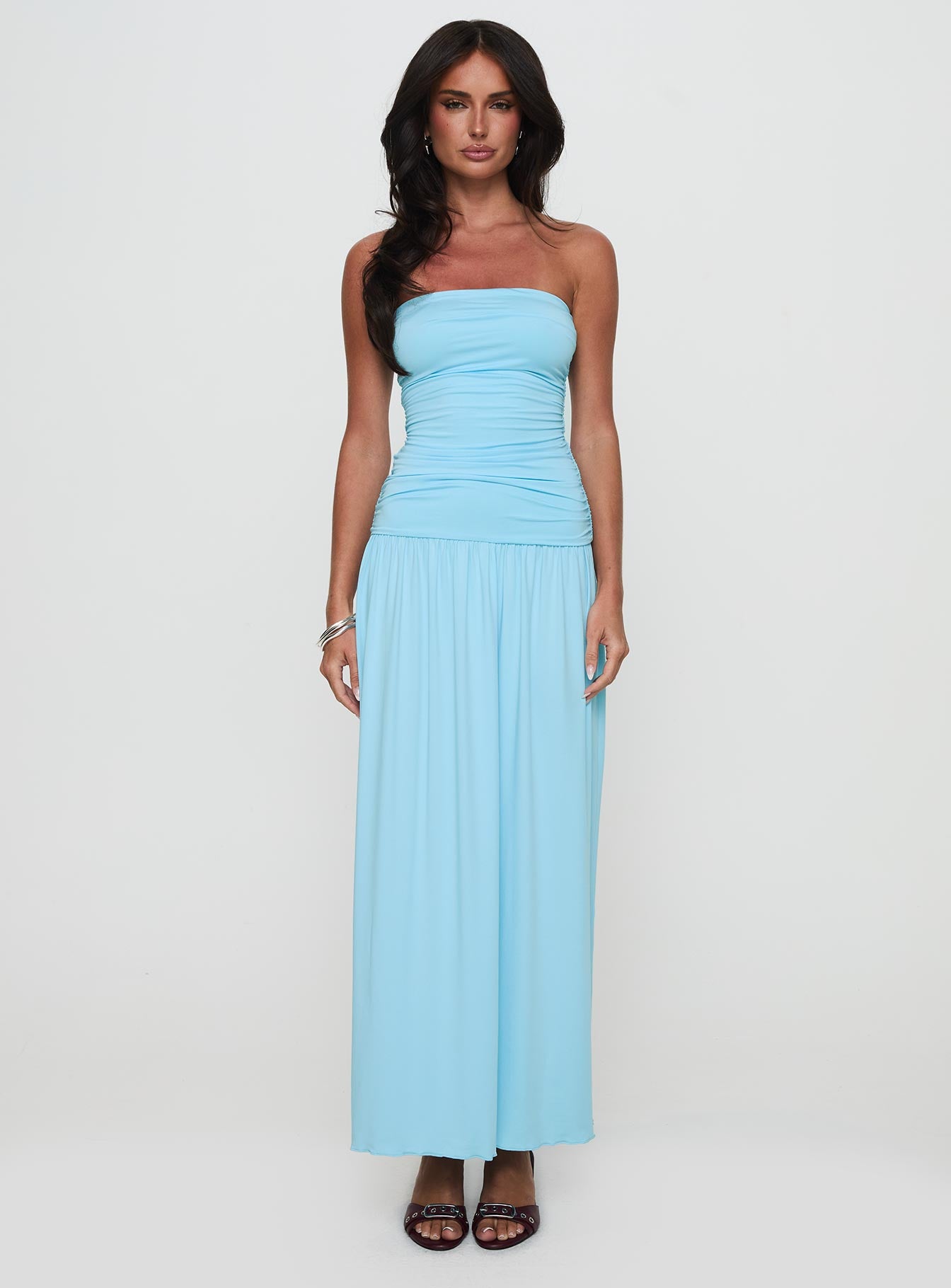 Glorie Strapless Maxi Dress Light Blue Petite - Image 7