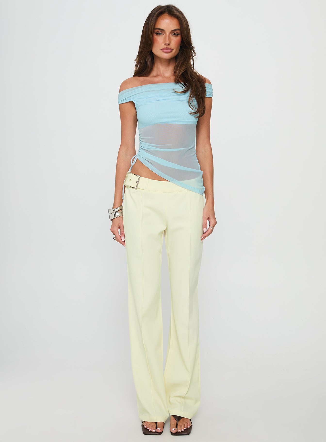 Vesira Mesh Off Shoulder Top Blue - Image 6