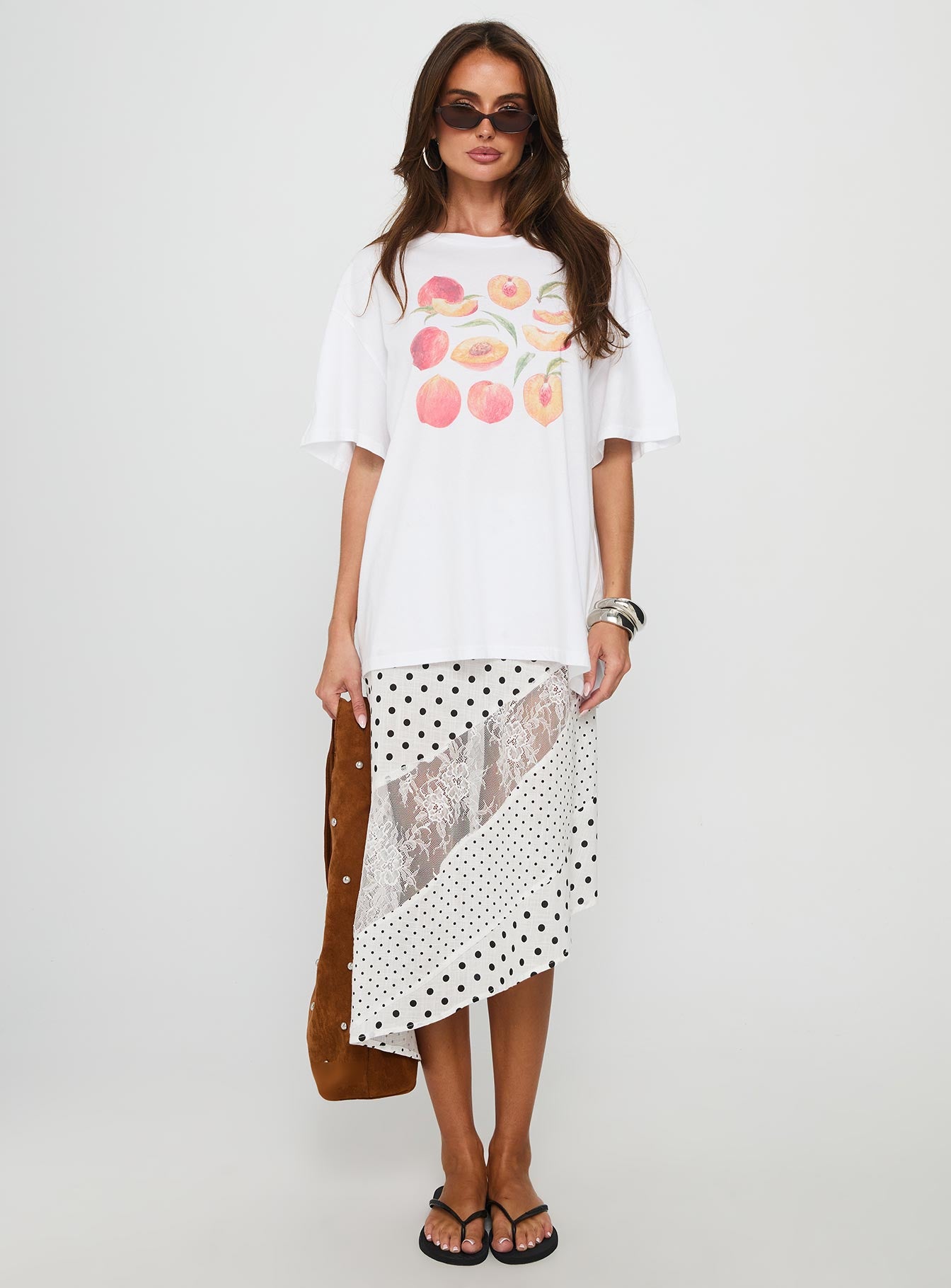 Sweet Peach Oversized Graphic Tee White - Image 7