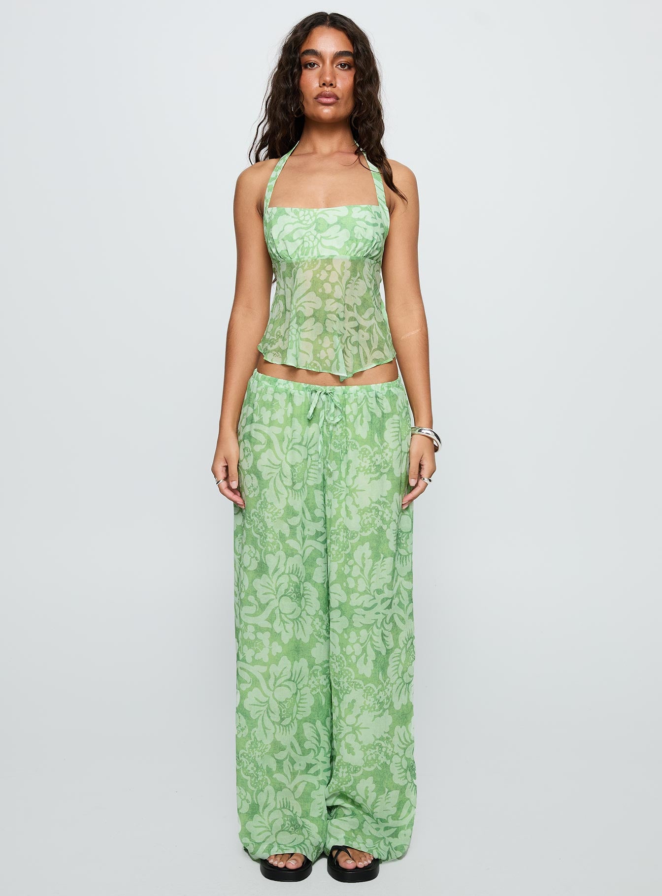 Finesse Halter Top Green Floral - Image 7
