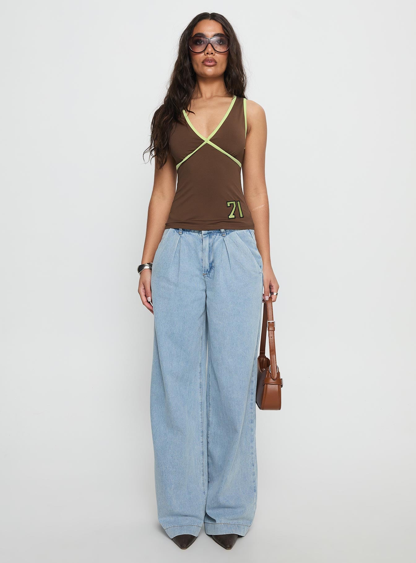 71 Classics V Neck Top Brown - Image 6