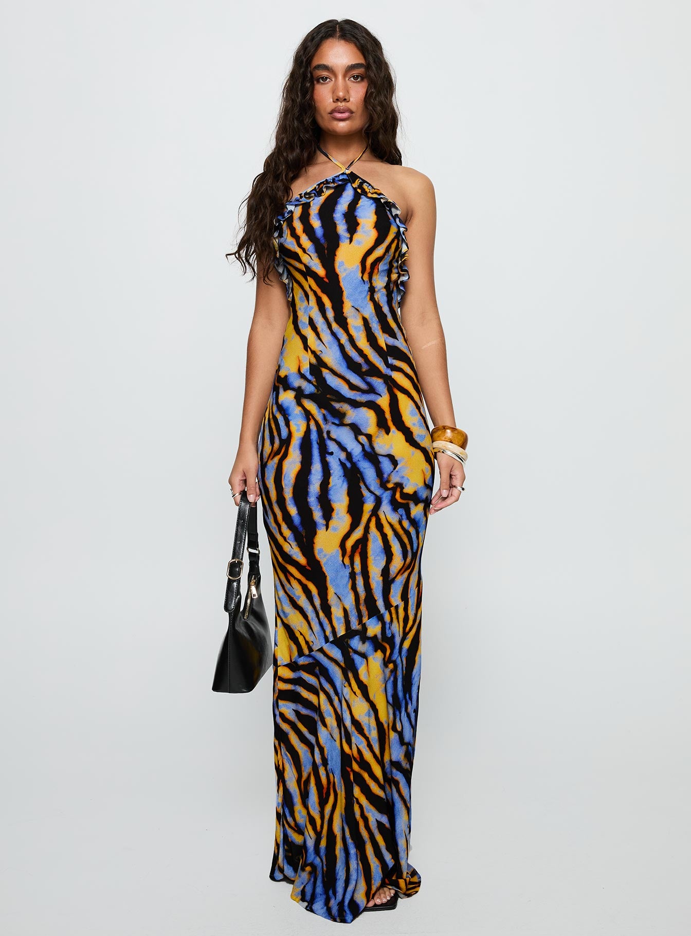 Virginia Beach Backless Maxi Dress Blue Zebra - Image 7