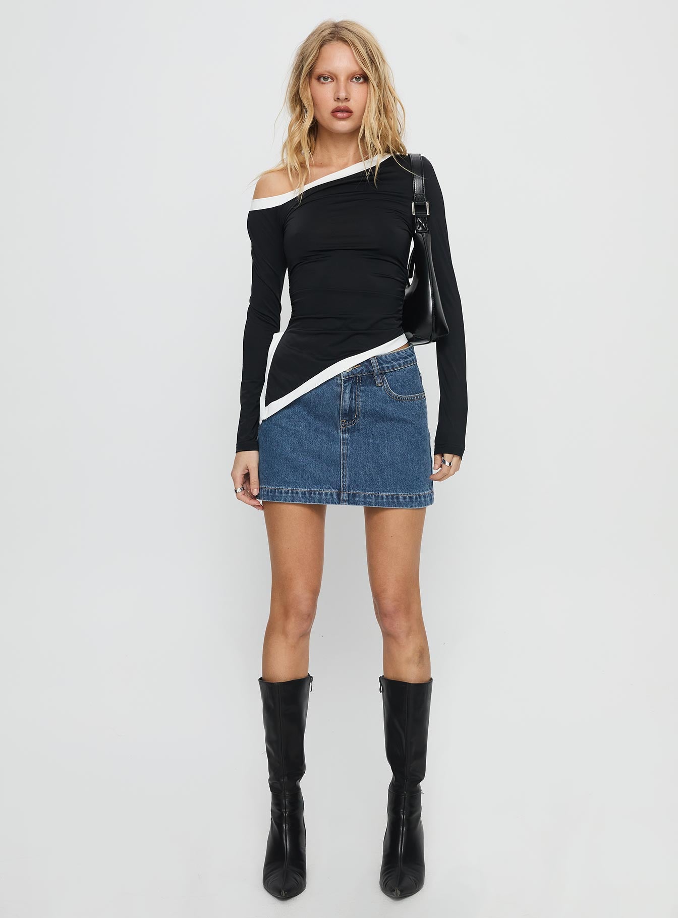Nickei Denim Mini Skirt Mid Wash Tall - Image 7