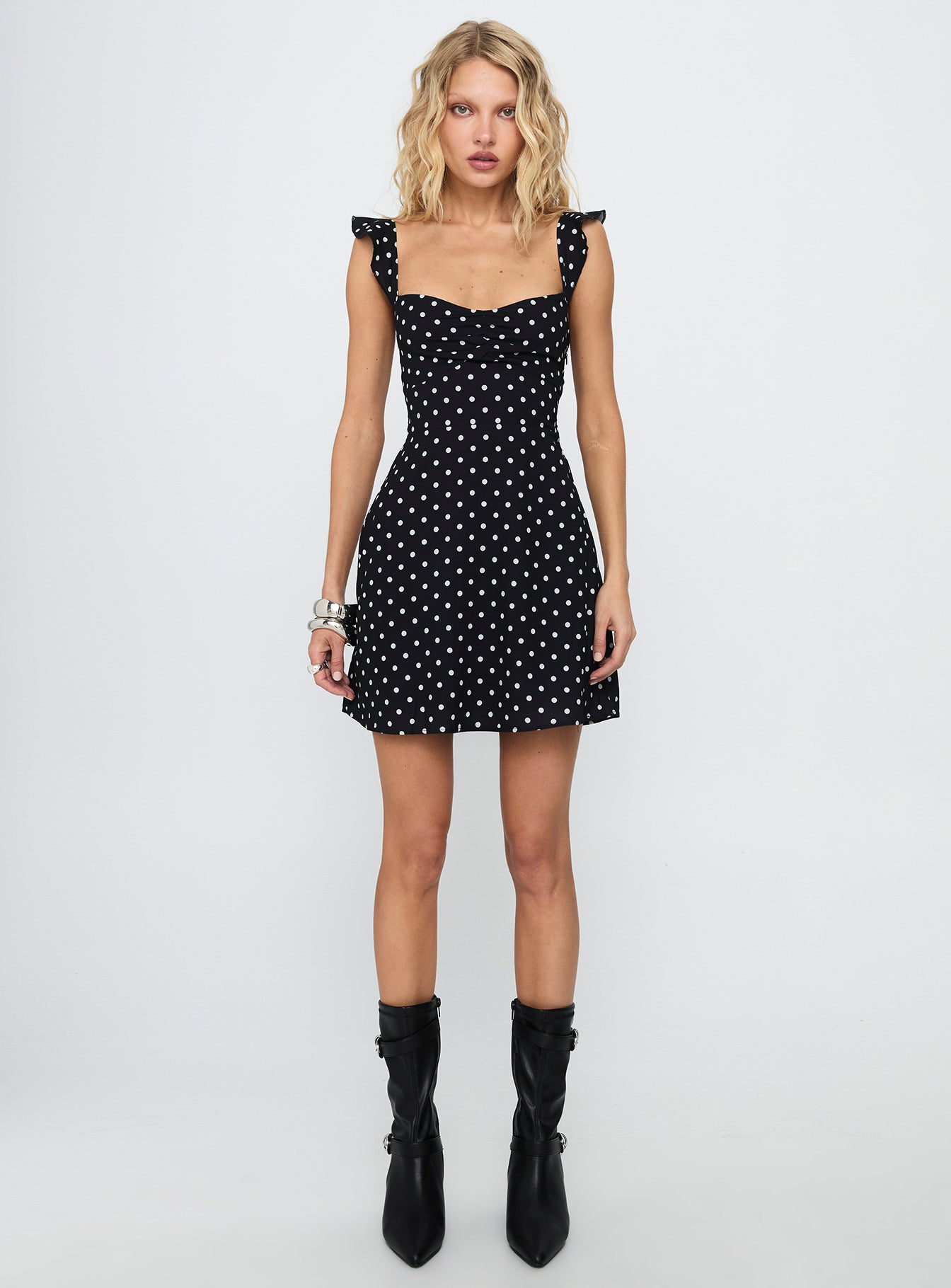 Landon Mini Dress Black Polka Dot - Image 7