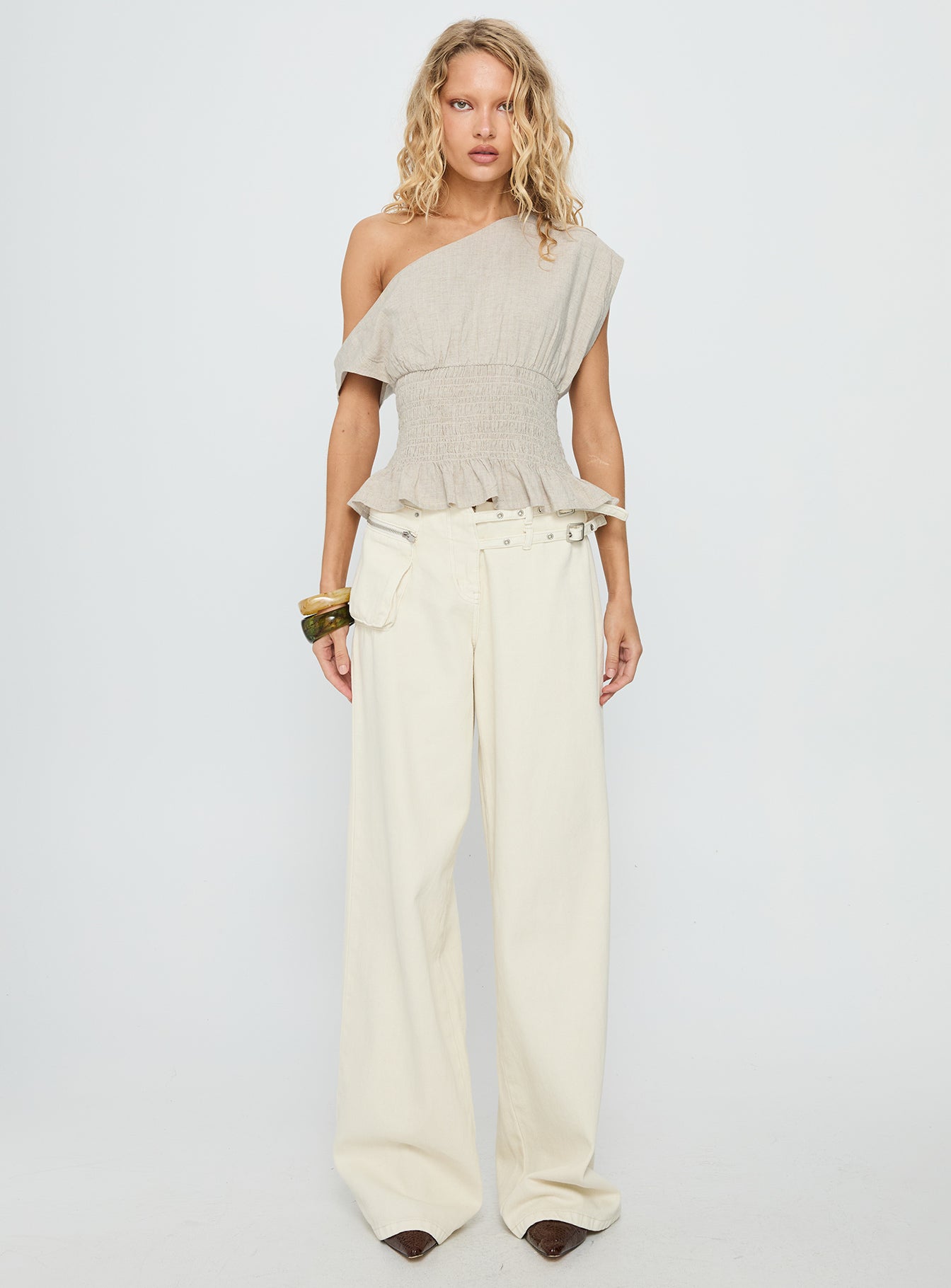 Syrena Off The Shoulder Top Natural - Image 7