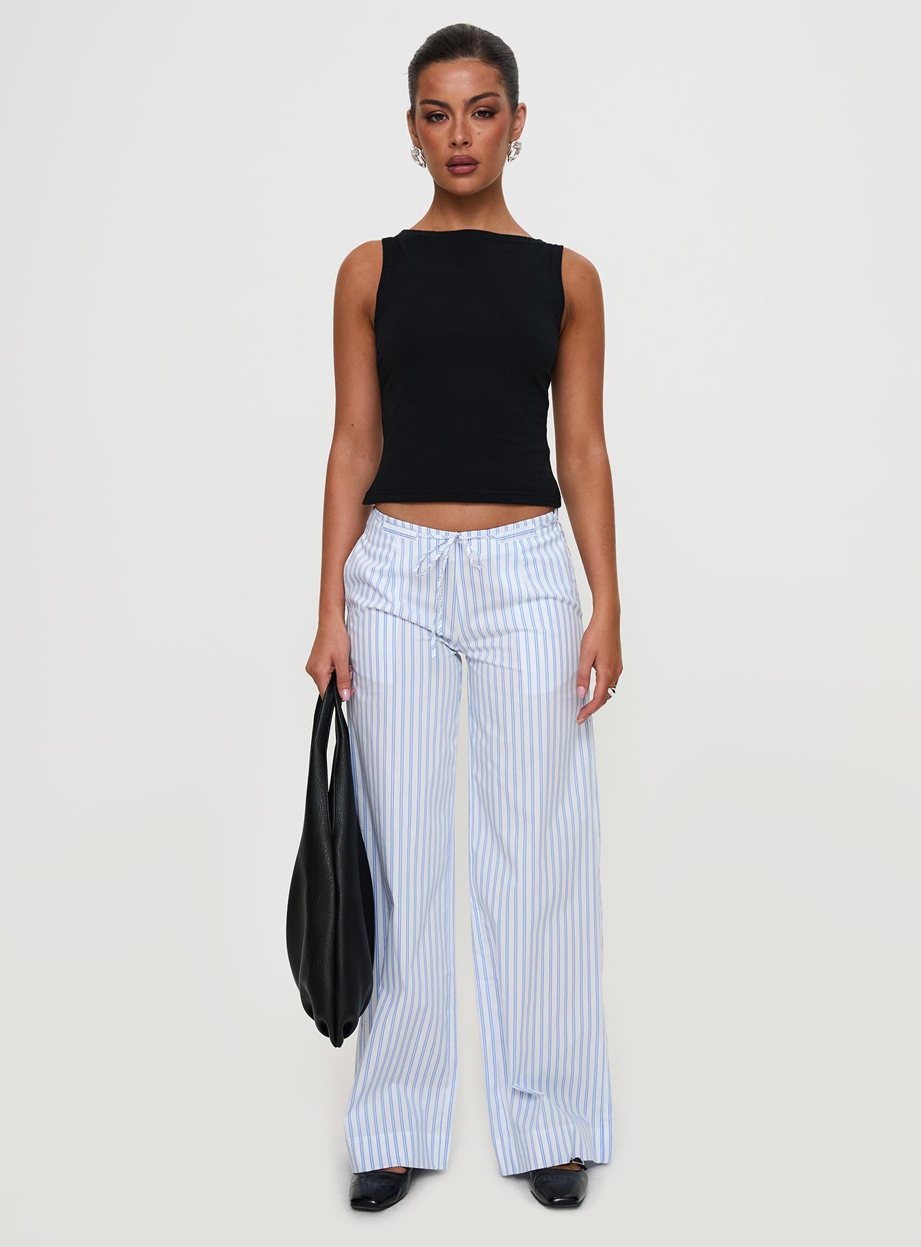Collied Low Rise Pants Blue White Stripe - Image 10