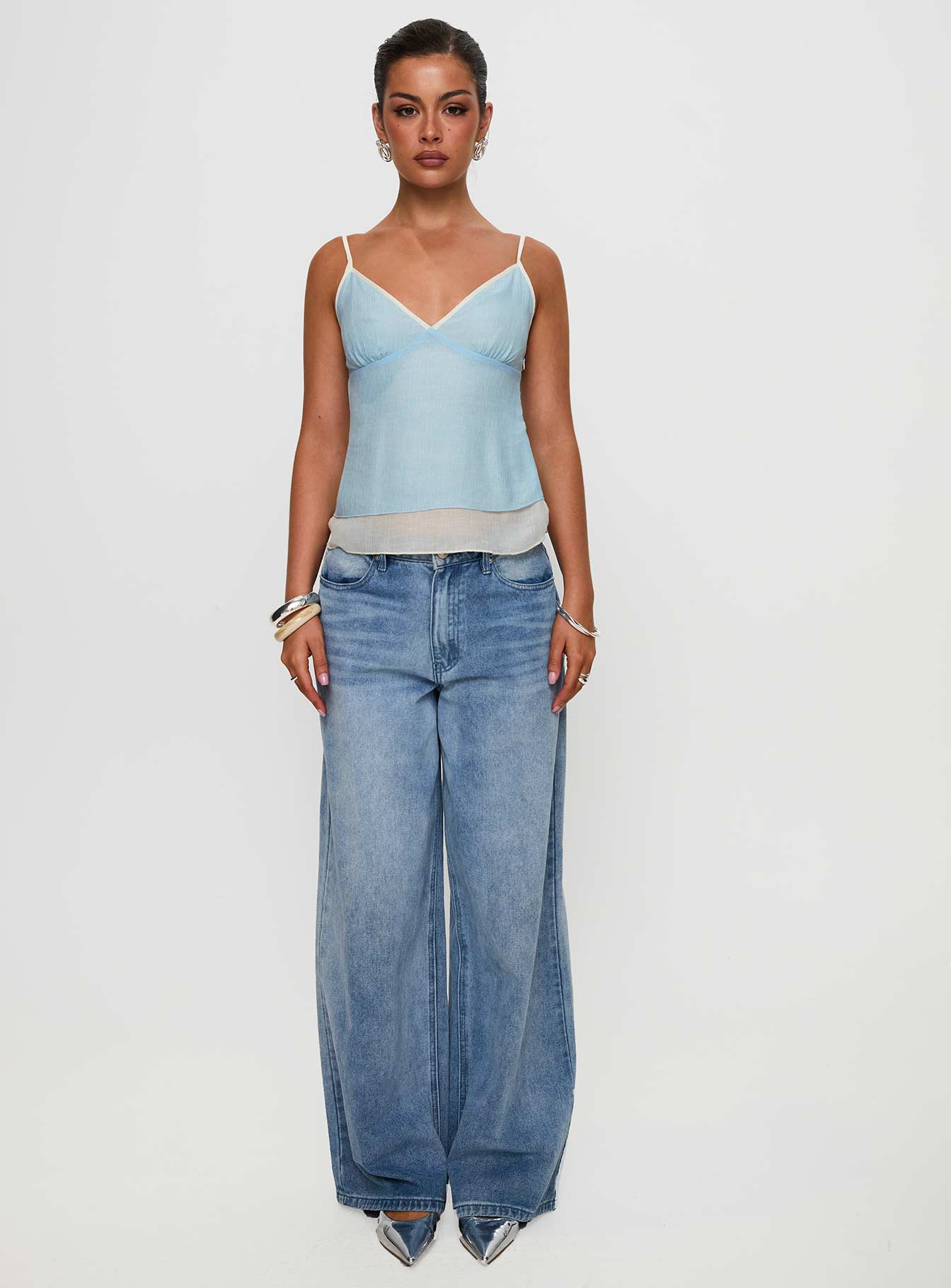 Majorie Layered Top Blue Cream - Image 6