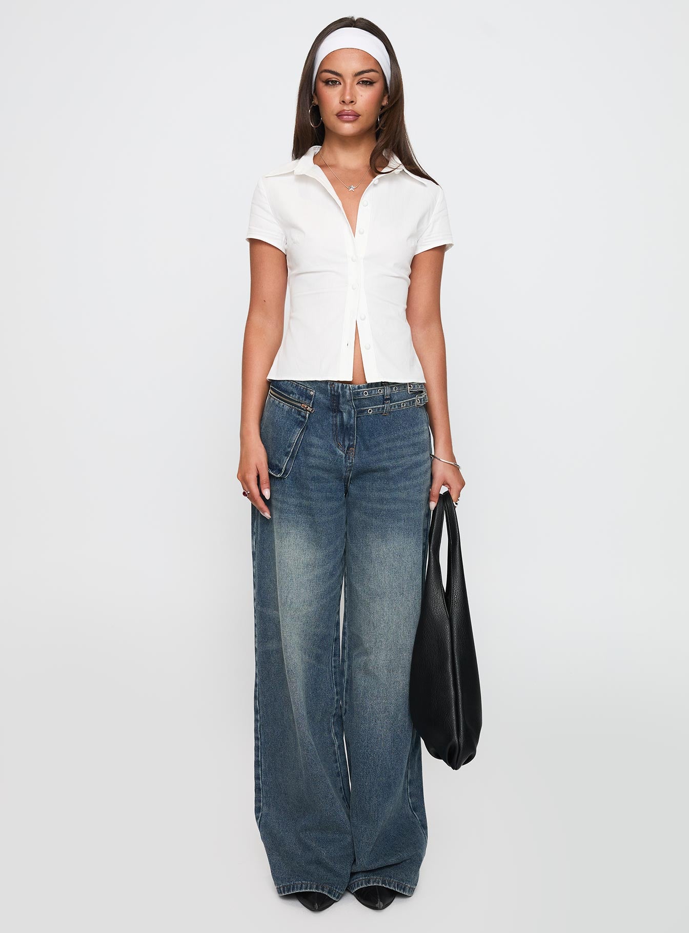 Lift Off Button Up Top White - Image 7