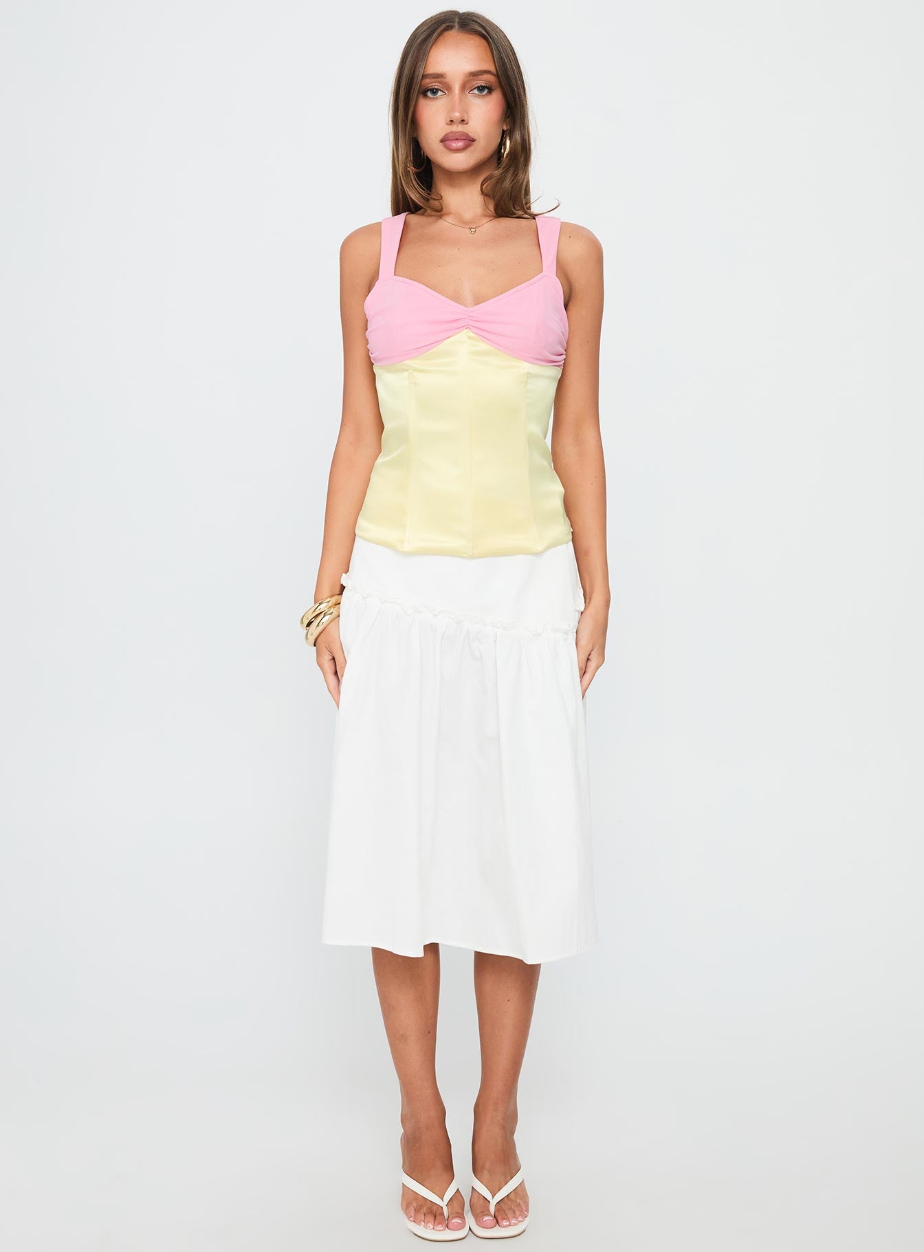 Zariela Contrast Bust Top Pink Yellow - Image 6