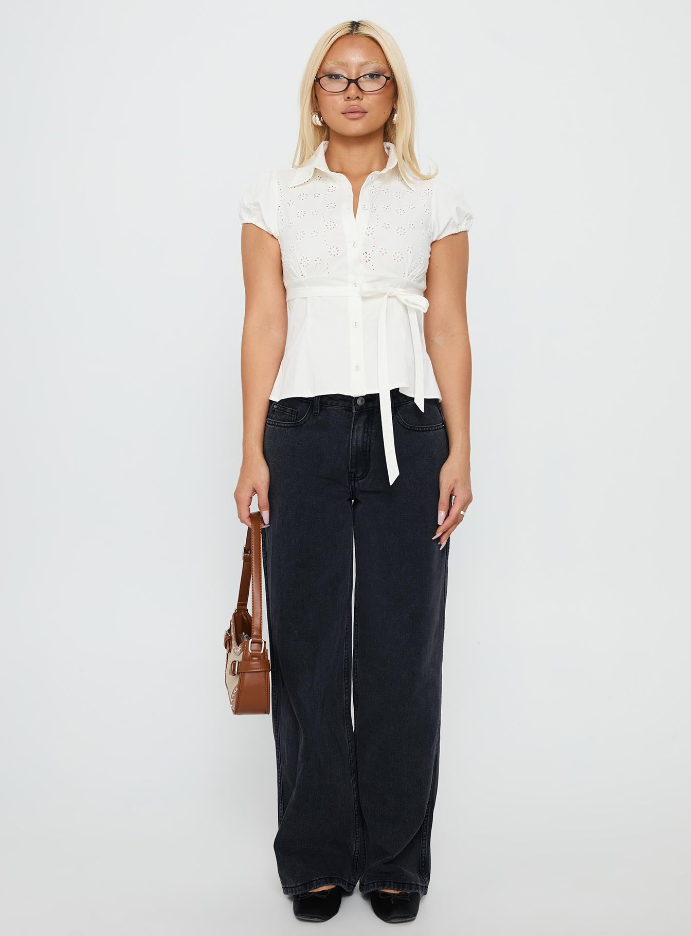 Kavira Tie Bust Short Sleeve Shirt White - Image 7